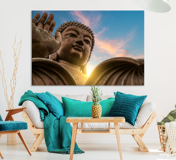 Gautam Buddha in Yoga Canvas Wall Painting (36 x 24 Inches