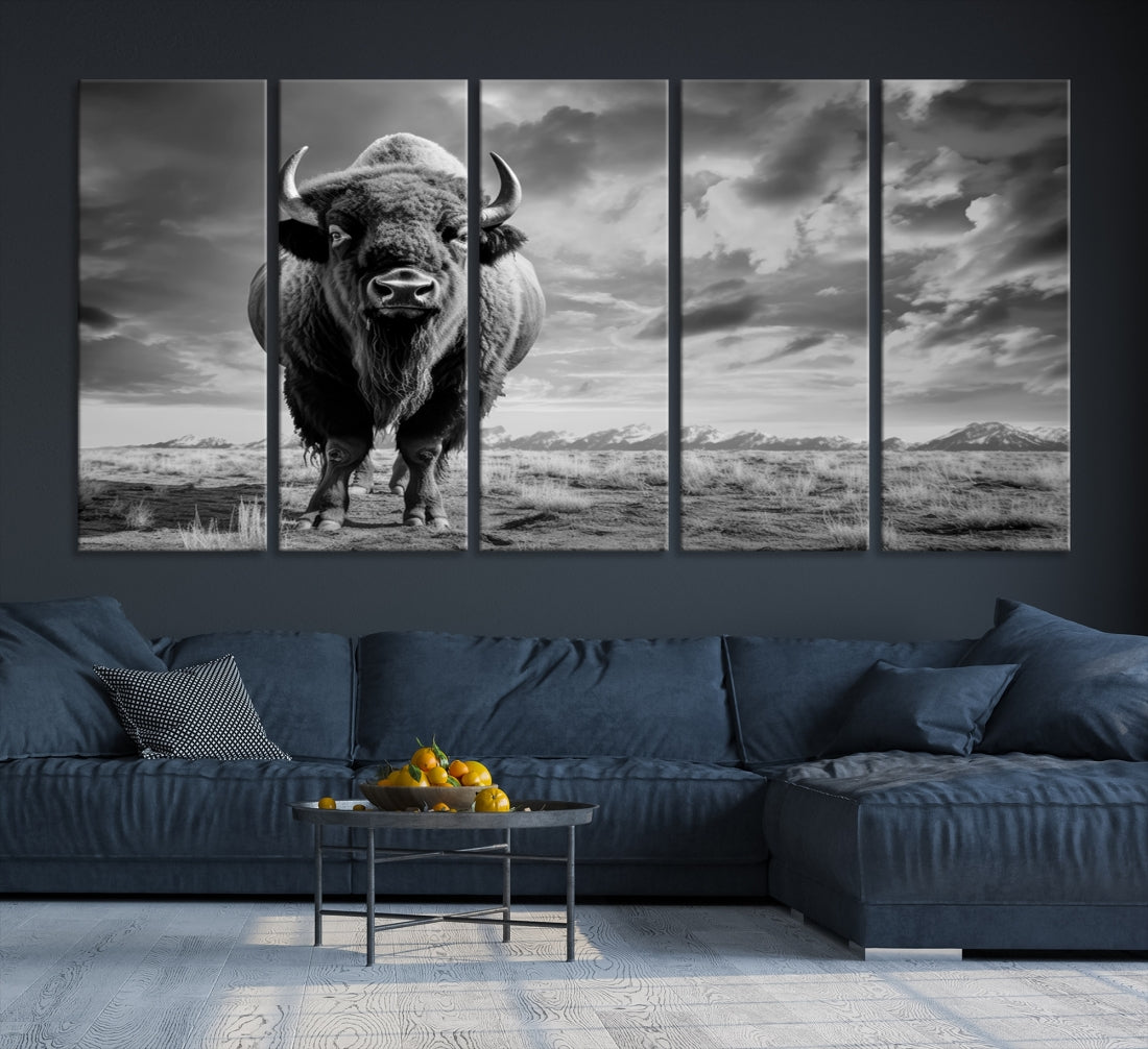 Cow Bighorn Wall Art Canvas Print, Longhorn Texas Large Cow Animal Canvas Print