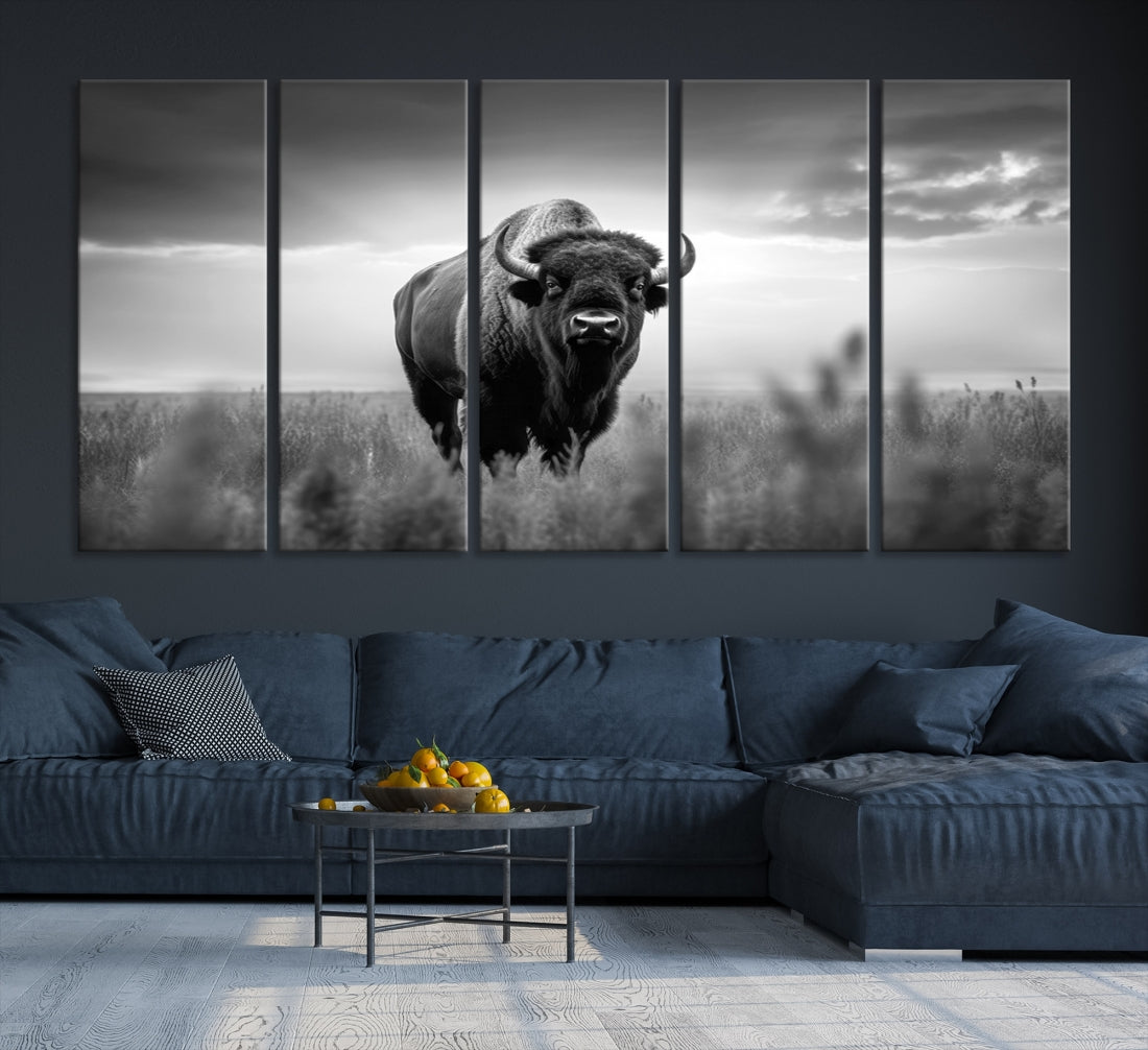 Cow Bighorn Wall Art Canvas Print, Longhorn Texas Large Cow Animal Canvas Print