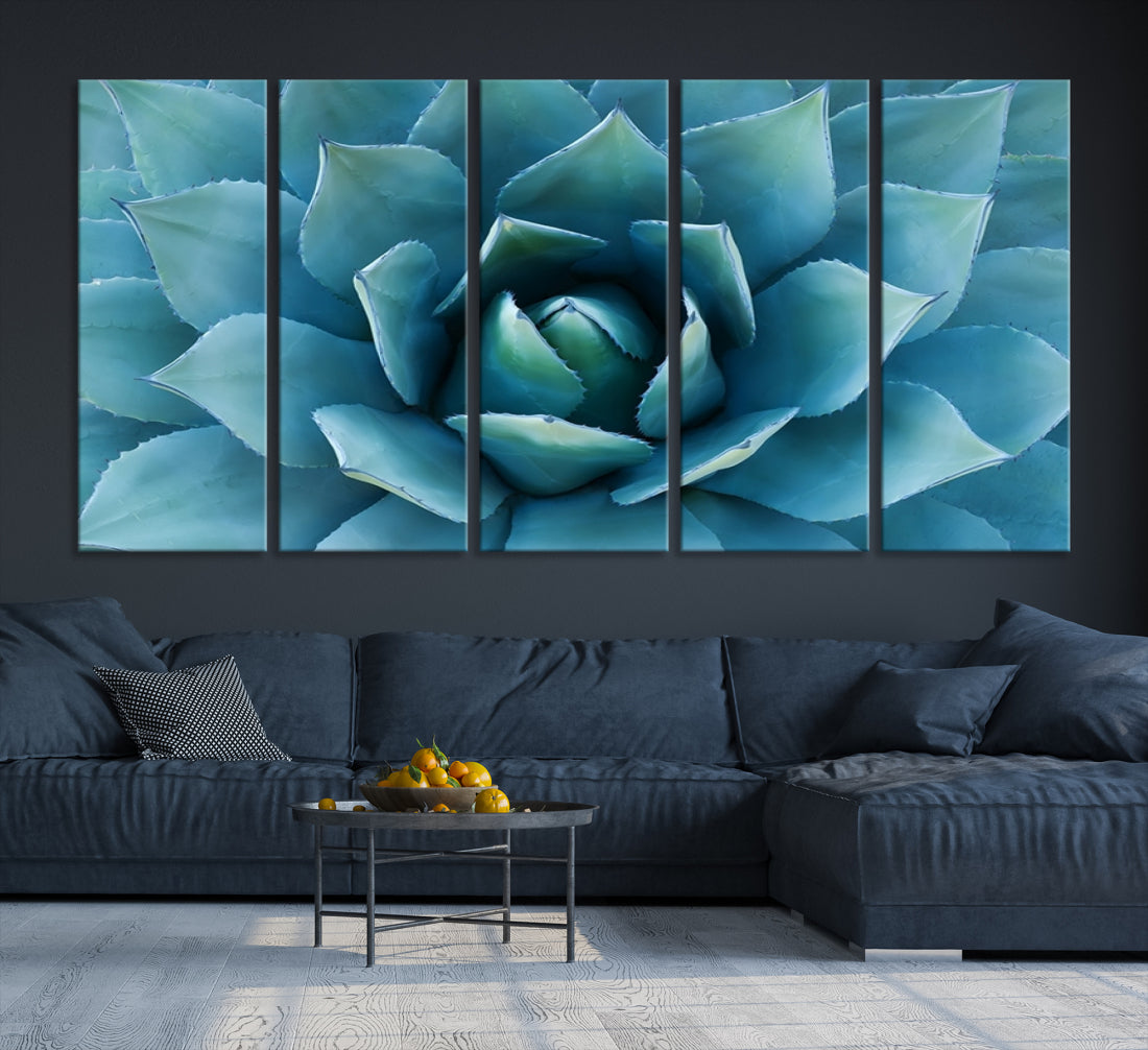 Large Wall Art Canvas Print - Blue Agave Flower Taken over It