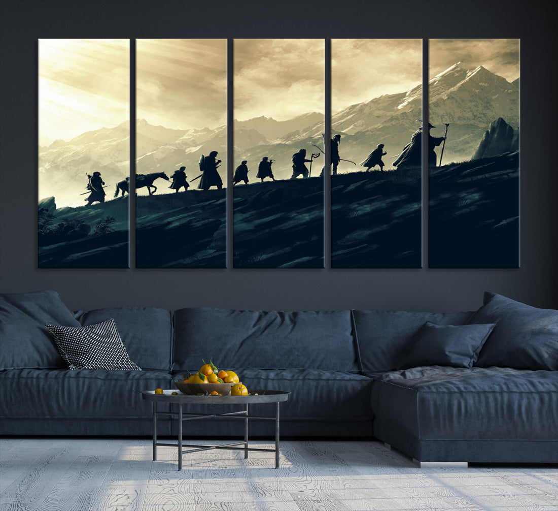 Fellowship of the Ring Wall Art Canvas Print, Framed set of 3 LOTR Print, Lord of the Rings Canvas Art