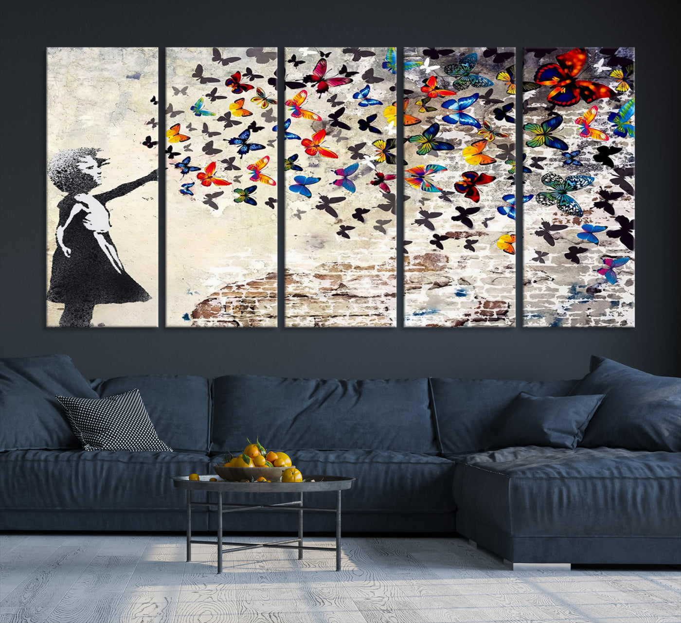 Banksy Girl Butterfly Street Artwork Wall Art Canvas Print