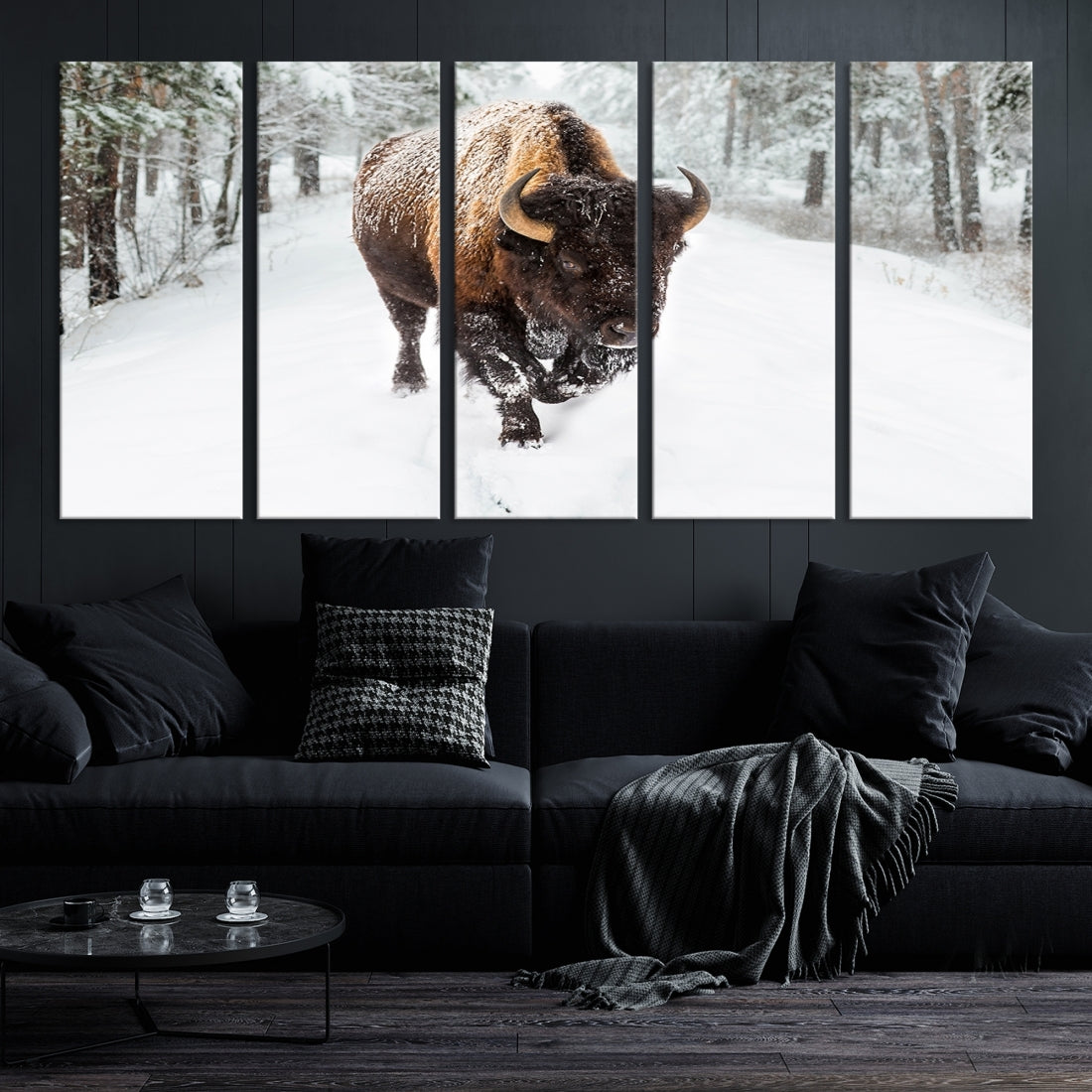 Bison Wall Art Canvas Print Winter