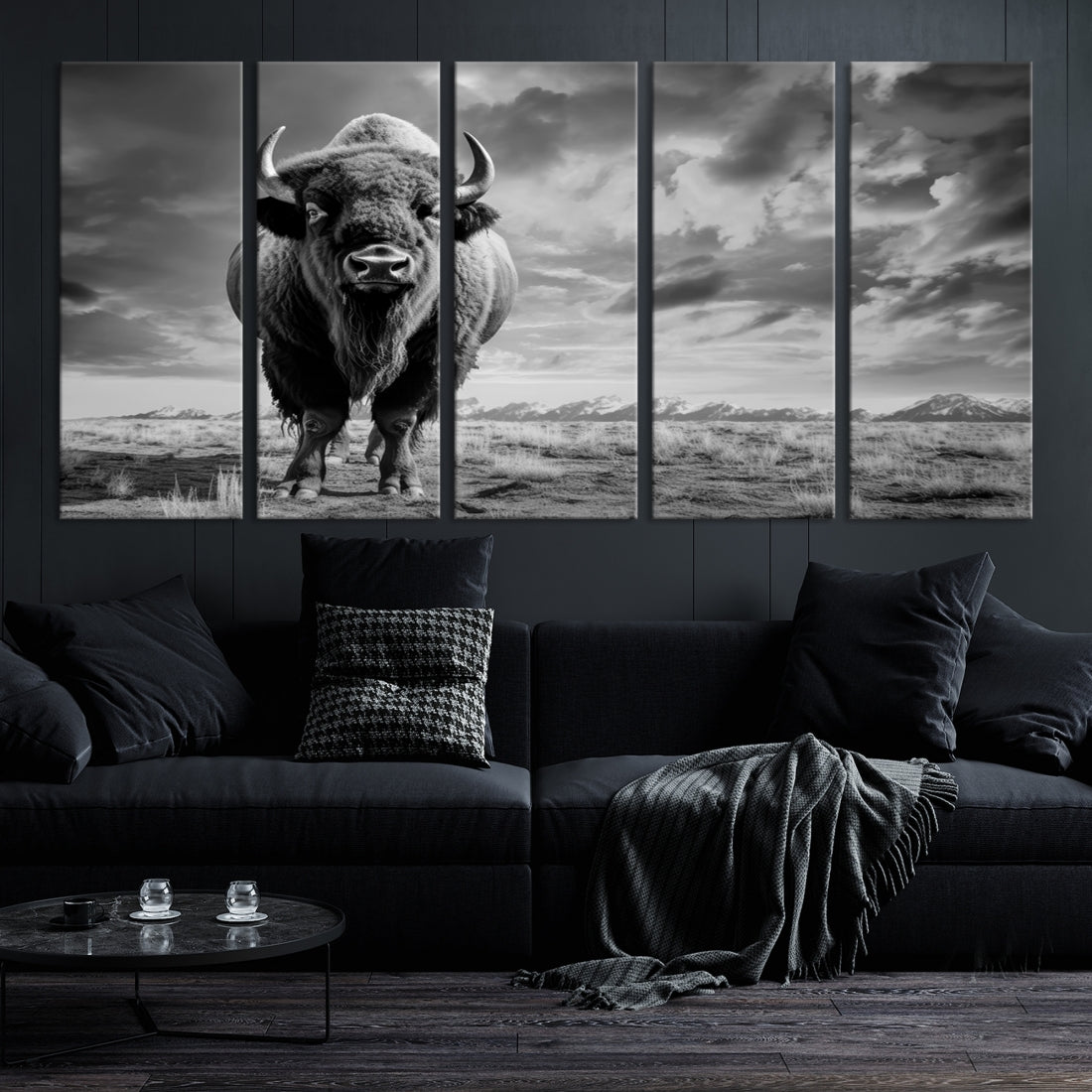 Cow Bighorn Wall Art Canvas Print, Longhorn Texas Large Cow Animal Canvas Print