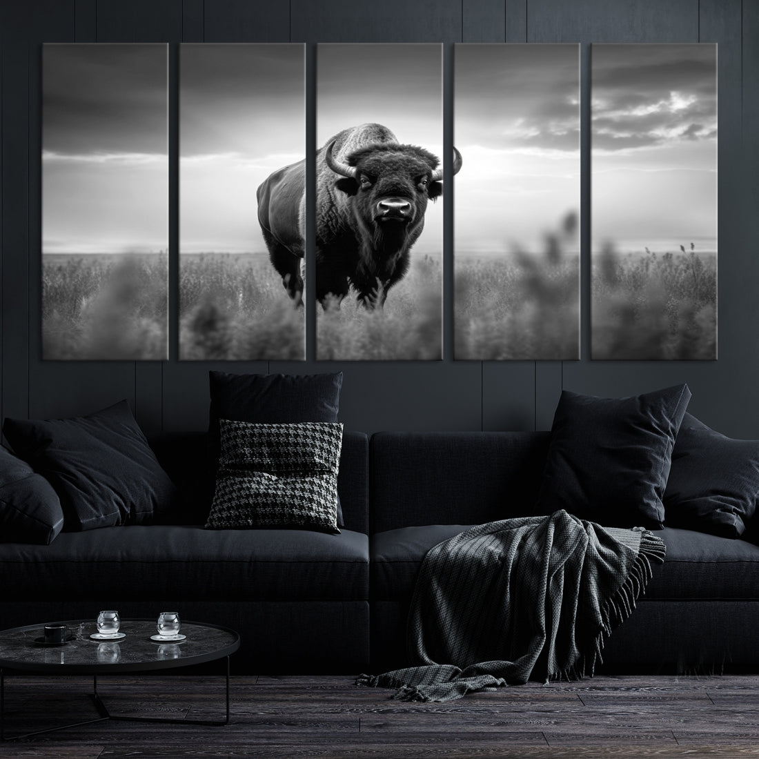 Cow Bighorn Wall Art Canvas Print, Longhorn Texas Large Cow Animal Canvas Print