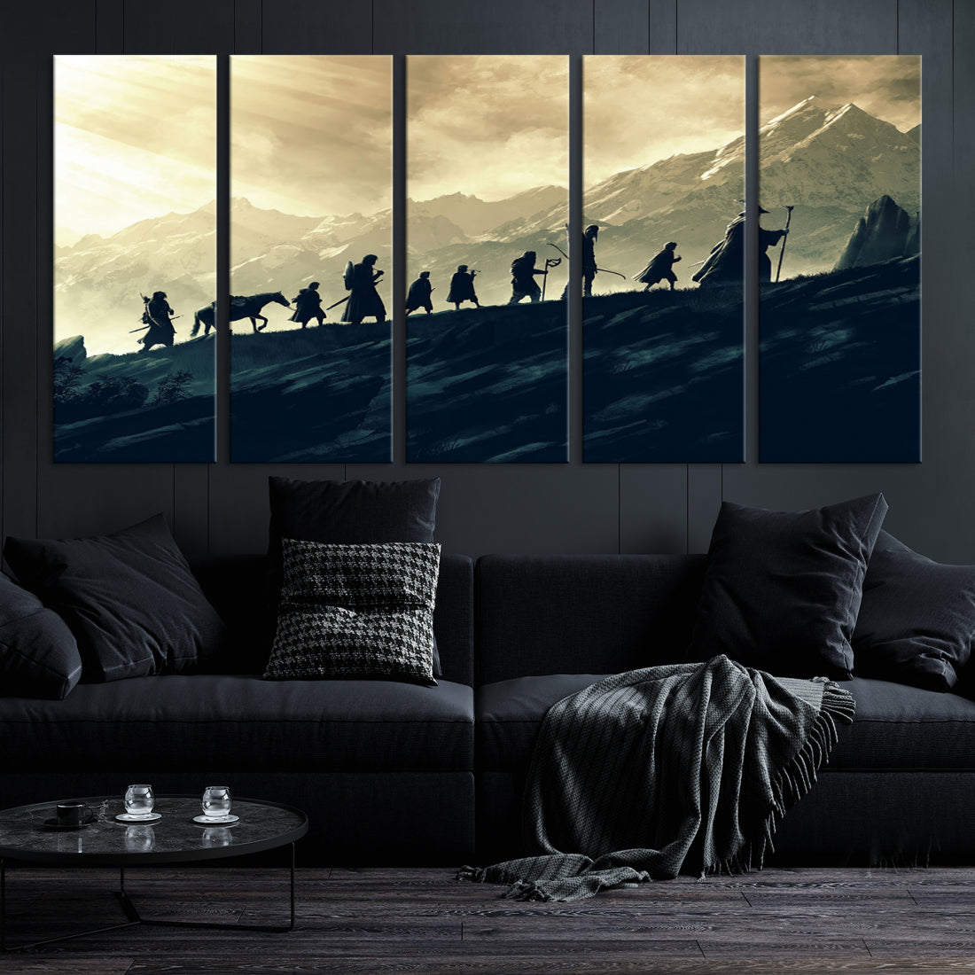 Fellowship of the Ring Wall Art Canvas Print, Framed set of 3 LOTR Print, Lord of the Rings Canvas Art