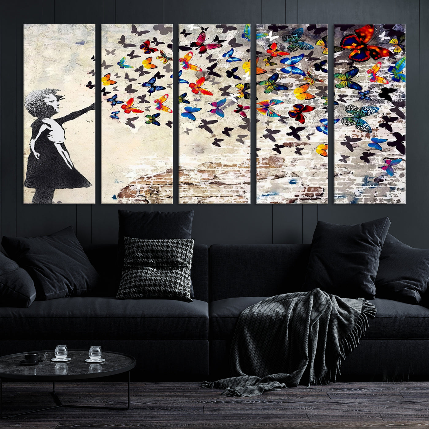 Banksy Girl Butterfly Street Artwork Wall Art Canvas Print