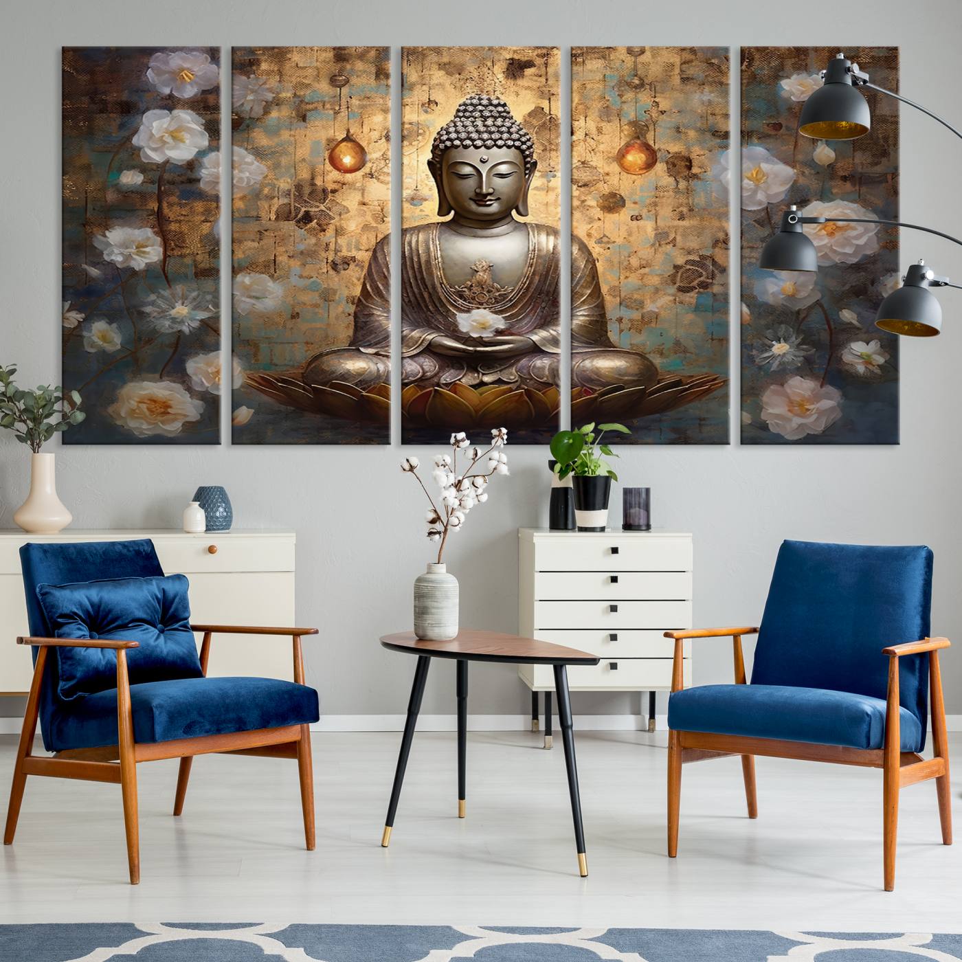 Buddha Wall Art Canvas Print, Hindu Buddha Meditation Room Decor