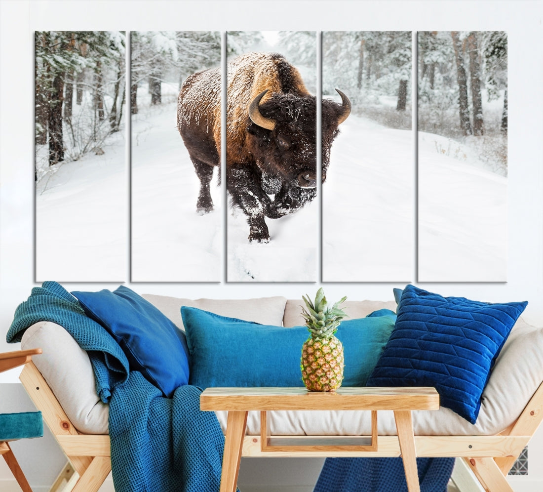 Bison Wall Art Canvas Print Winter