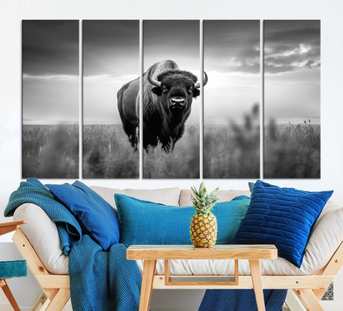 Cow Bighorn Wall Art Canvas Print, Longhorn Texas Large Cow Animal Canvas Print