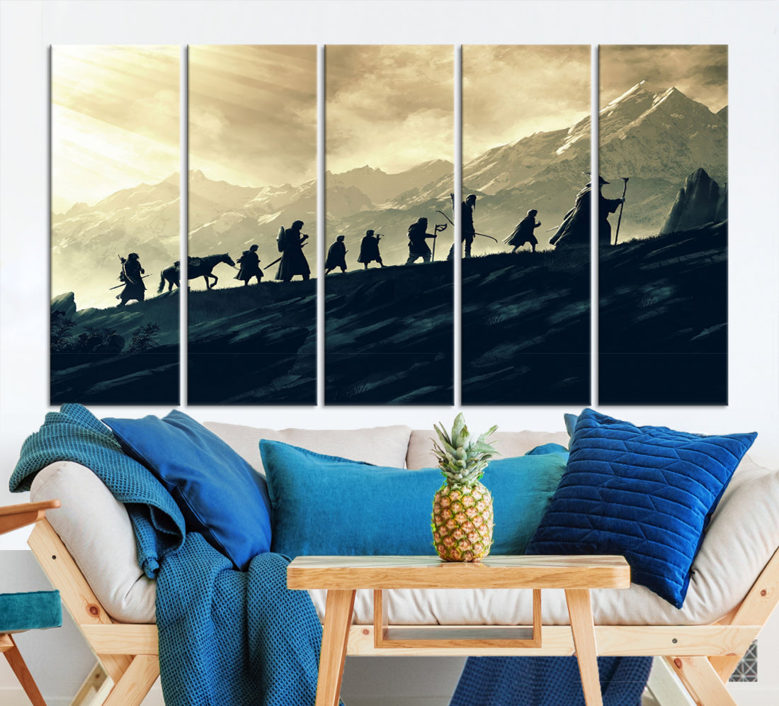 Fellowship of the Ring Wall Art Canvas Print, Framed set of 3 LOTR Print, Lord of the Rings Canvas Art