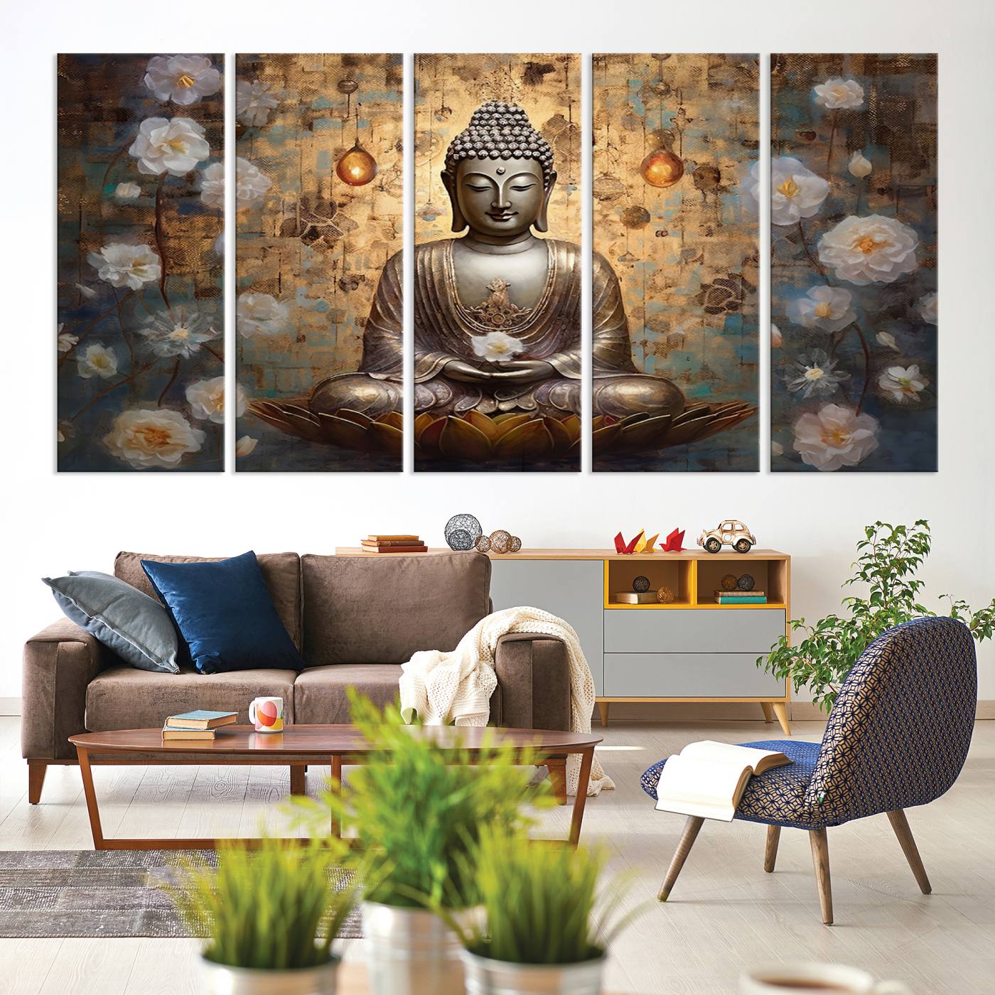 Buddha Wall Art Canvas Print, Hindu Buddha Meditation Room Decor