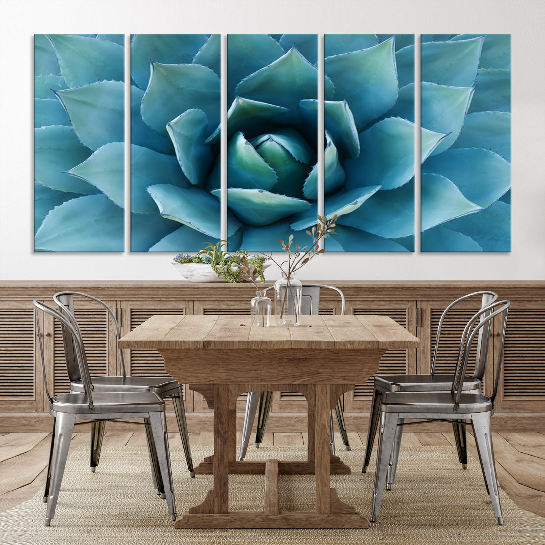 Large Wall Art Canvas Print - Blue Agave Flower Taken over It