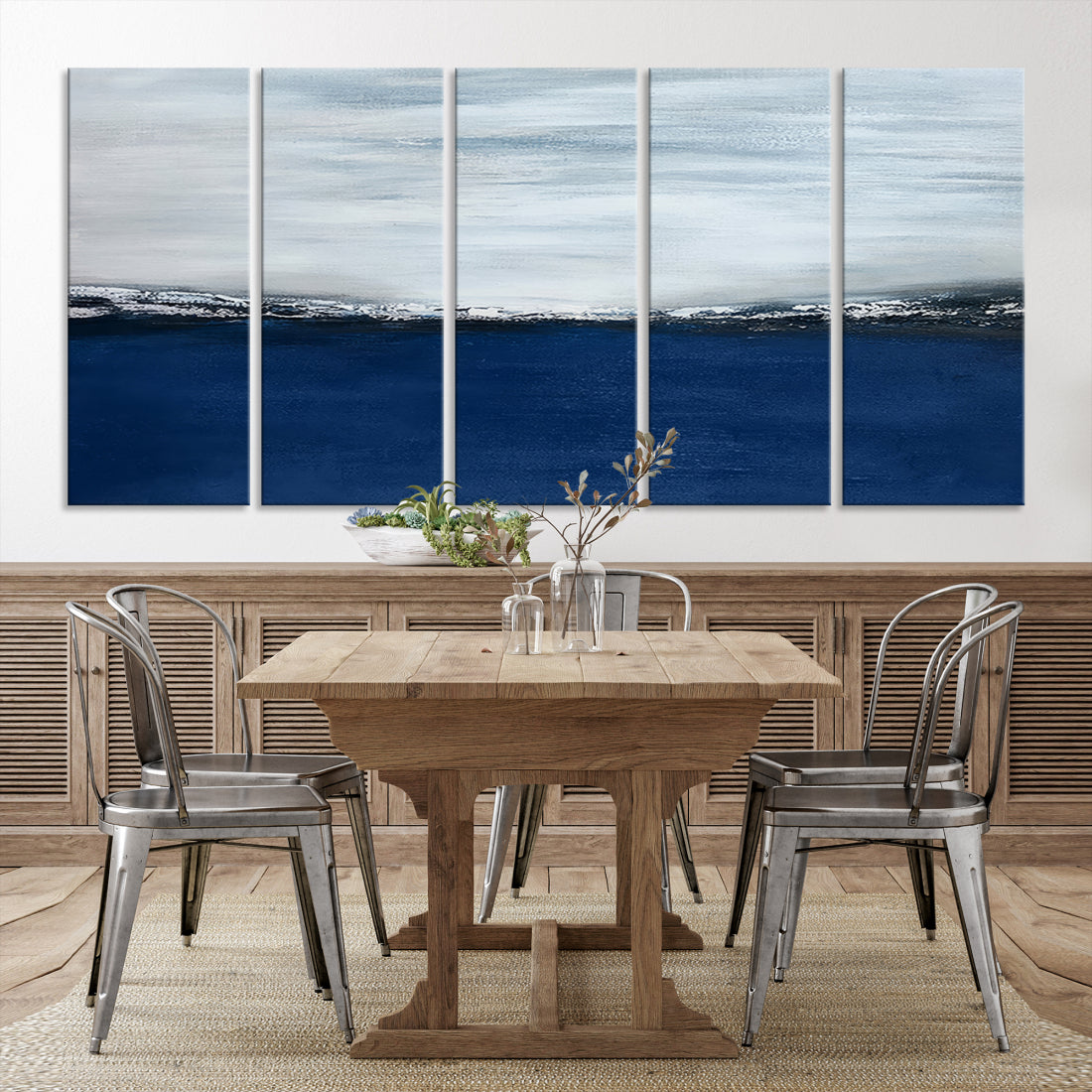 Navy Blue Abstract Wall Art Canvas Print