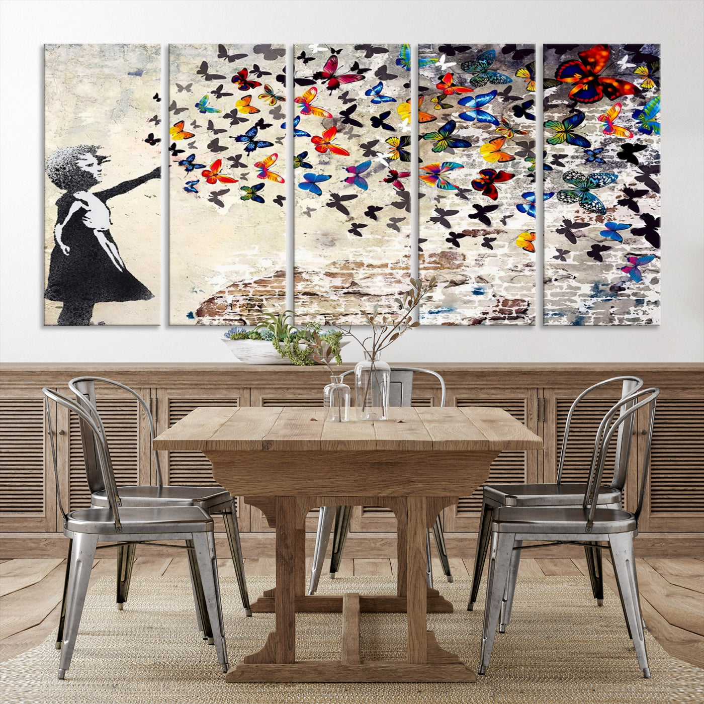 Banksy Girl Butterfly Street Artwork Wall Art Canvas Print