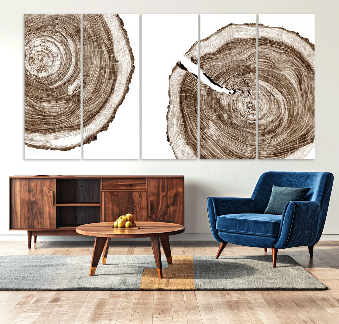 Wood Tree Ring Wall Art Canvas Prints, Lake House and Farmhouse Wall Art Print