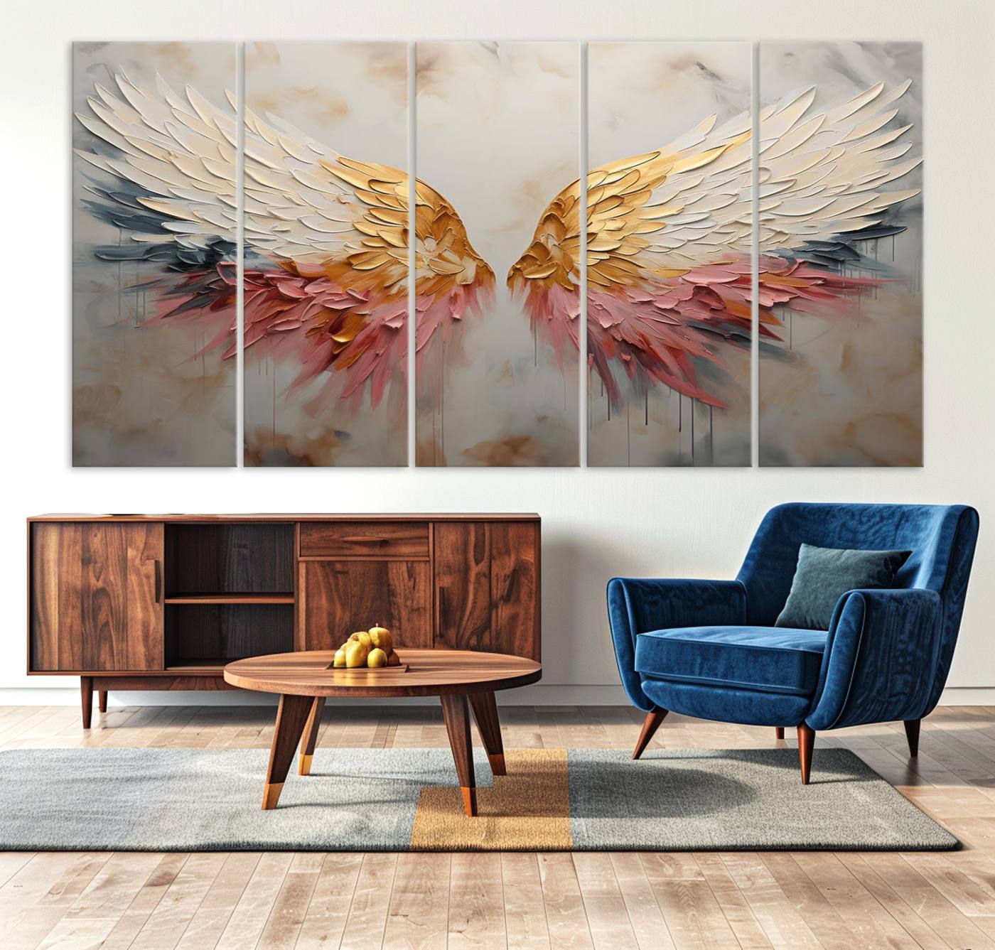 Oil Painting Style Abstract Angel Wing Wall Art Canvas Print