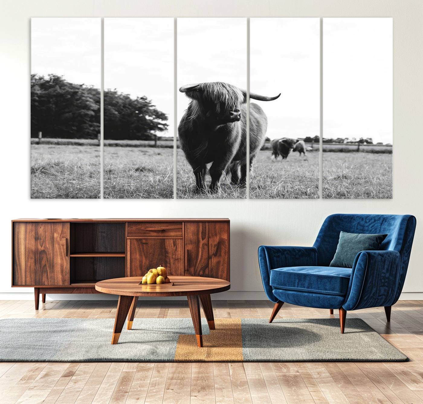 Scottish Cow Highland Wall Art Canvas Print