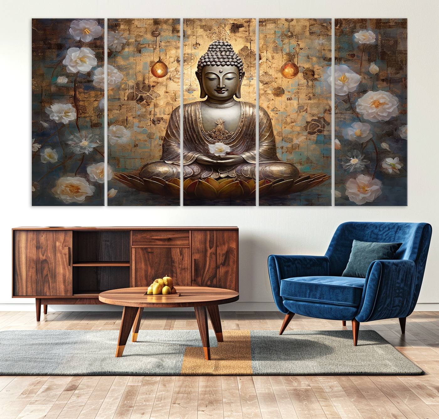 Buddha Wall Art Canvas Print, Hindu Buddha Meditation Room Decor