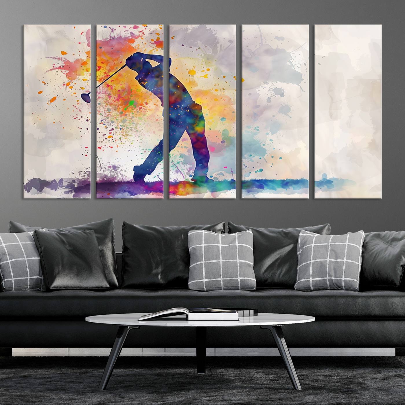 Wall Art Abstract Watercolor Golf Player Canvas Print