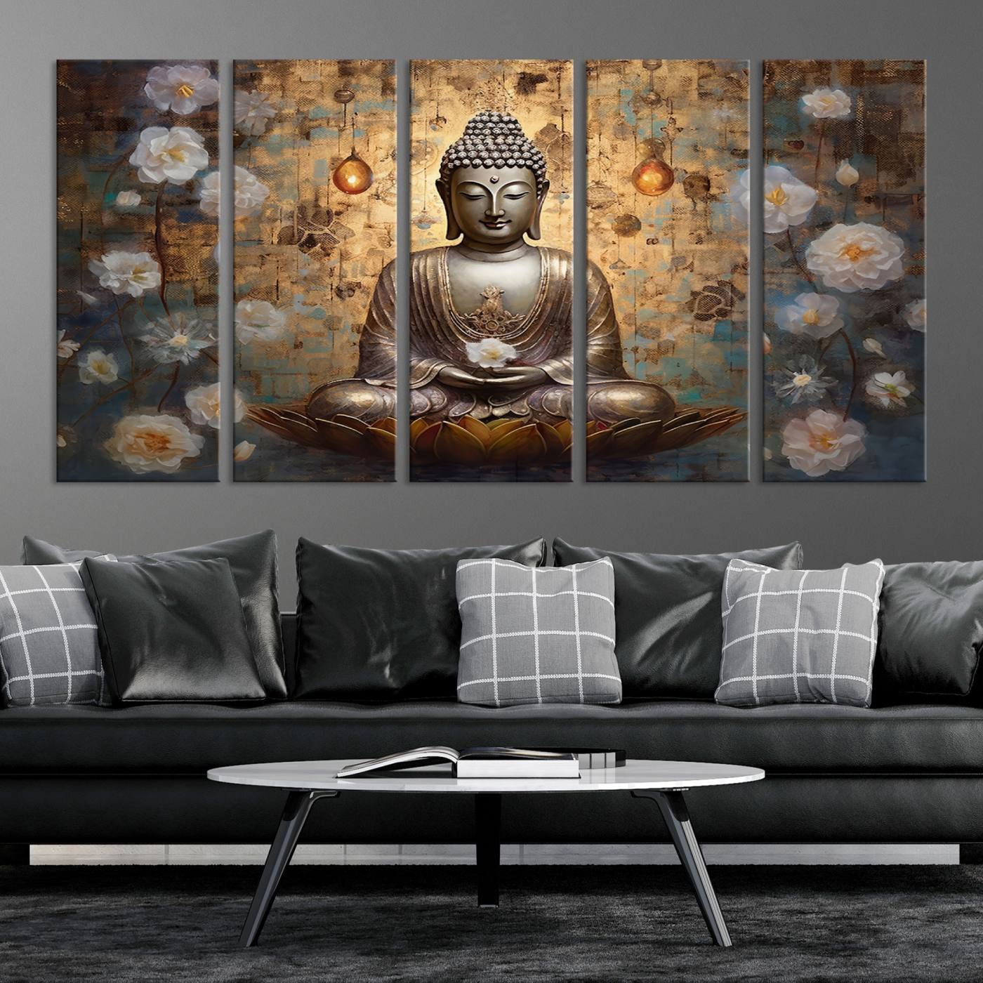 Buddha Wall Art Canvas Print, Hindu Buddha Meditation Room Decor