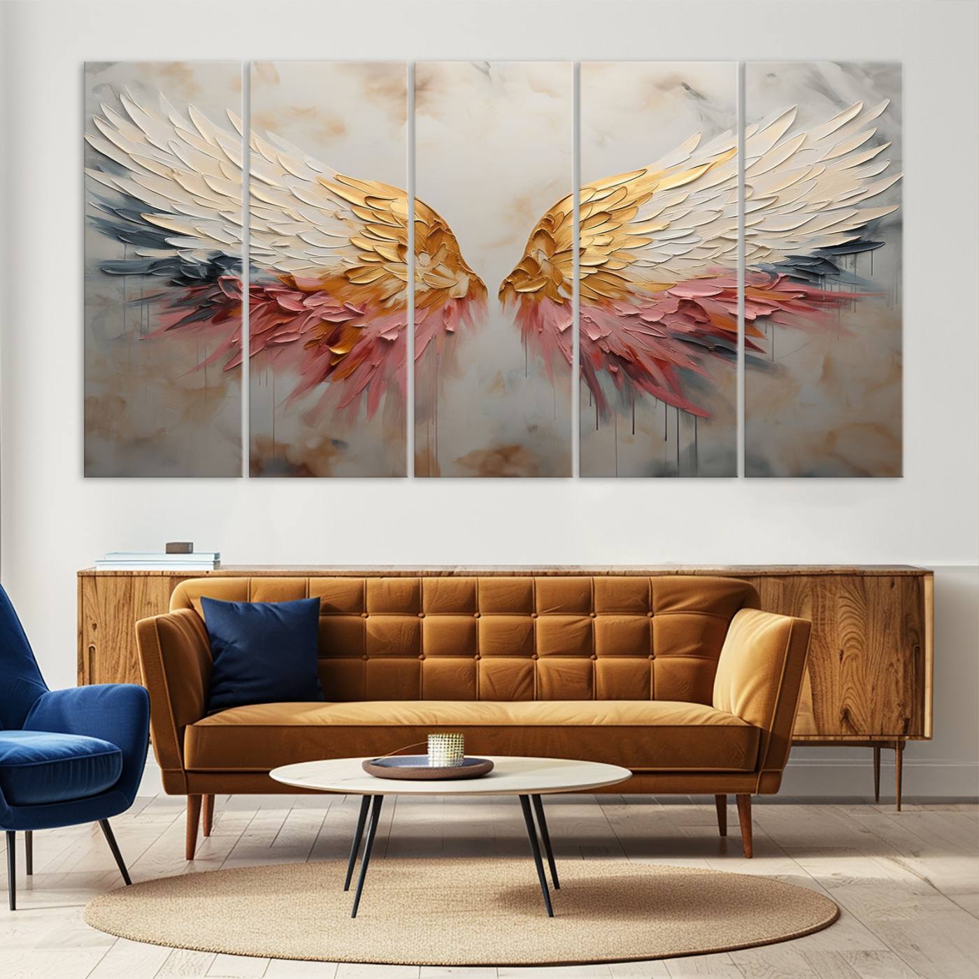 Oil Painting Style Abstract Angel Wing Wall Art Canvas Print