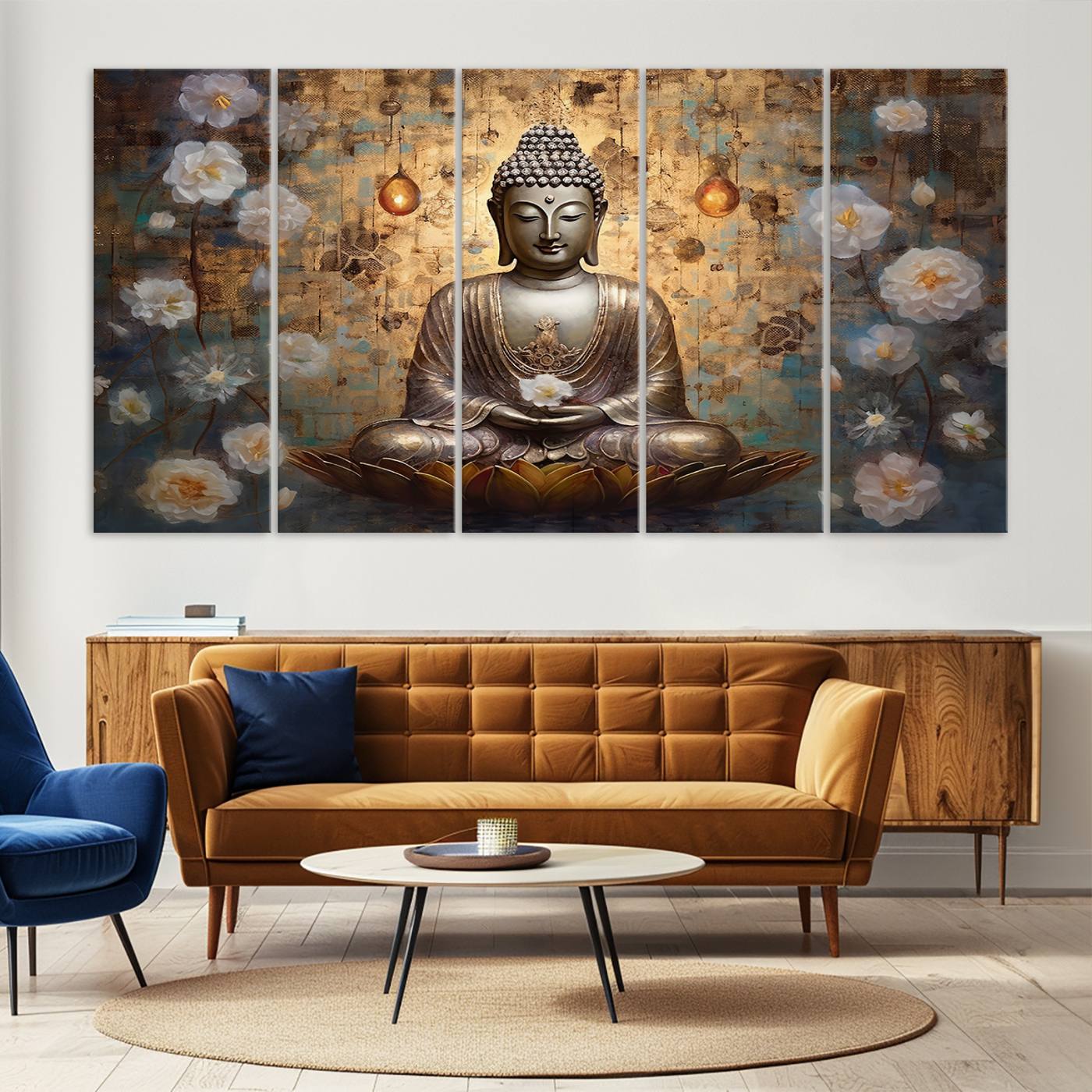 Buddha Wall Art Canvas Print, Hindu Buddha Meditation Room Decor