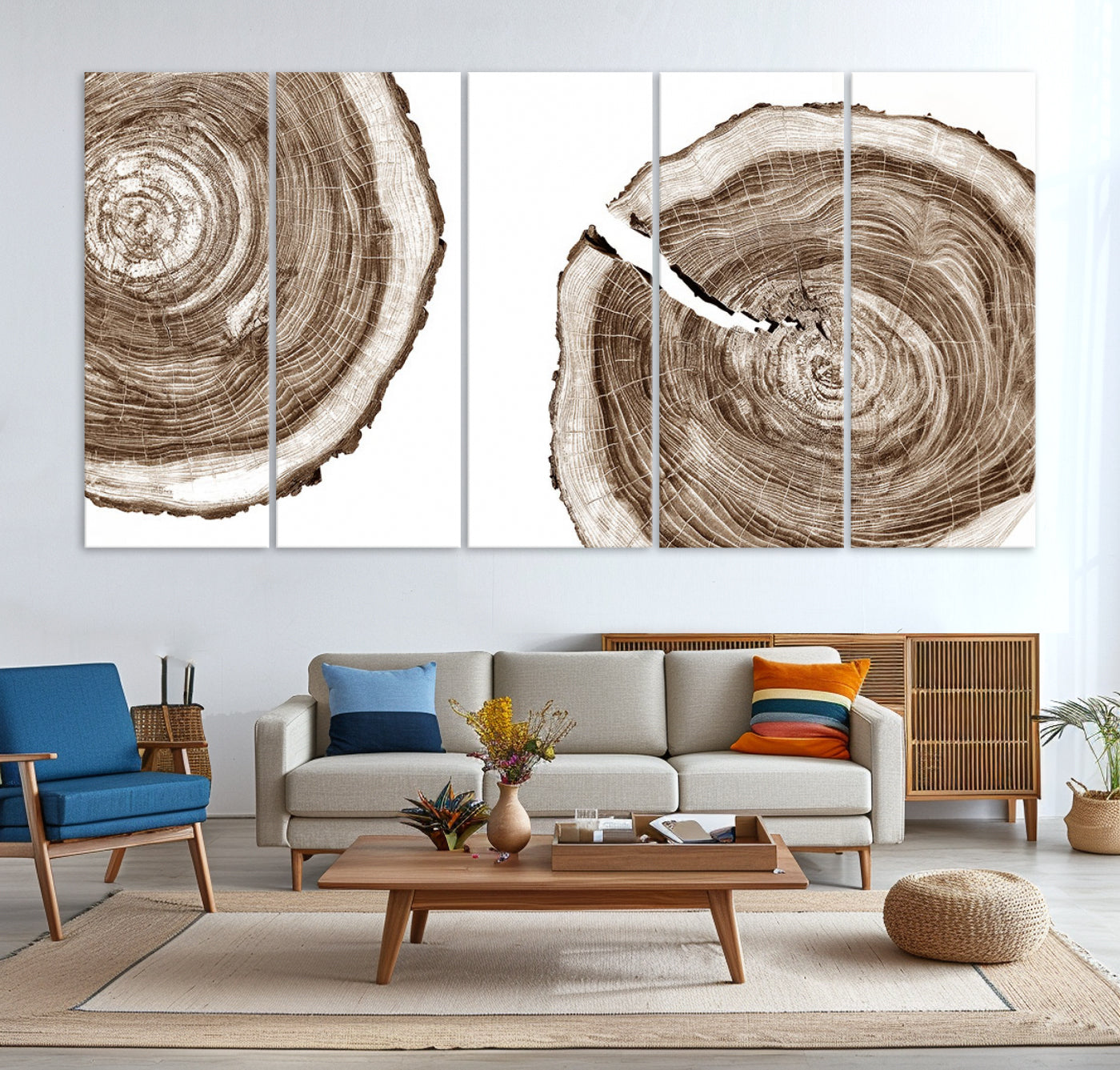 Wood Tree Ring Wall Art Canvas Prints, Lake House and Farmhouse Wall Art Print