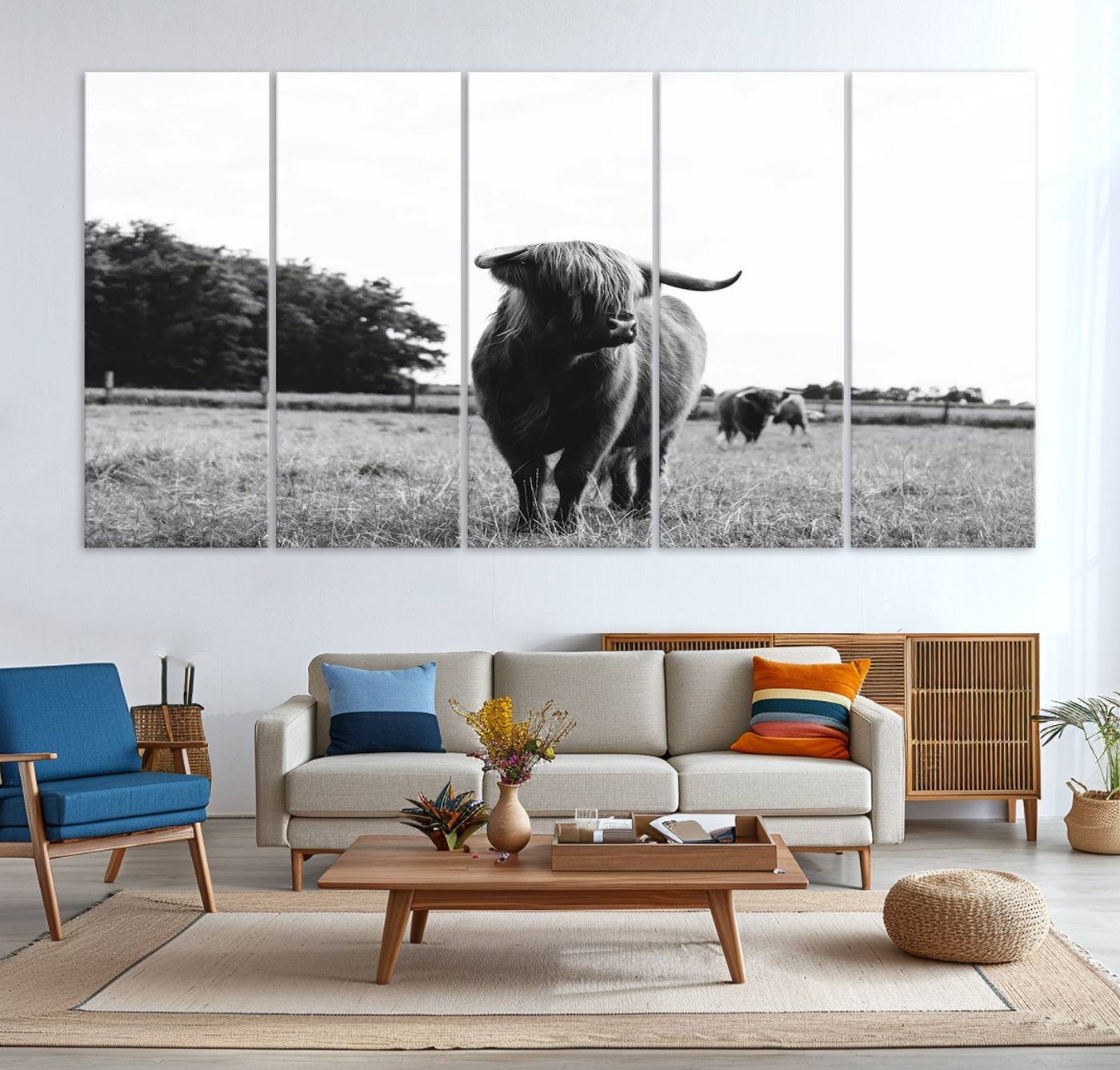 Scottish Cow Highland Wall Art Canvas Print