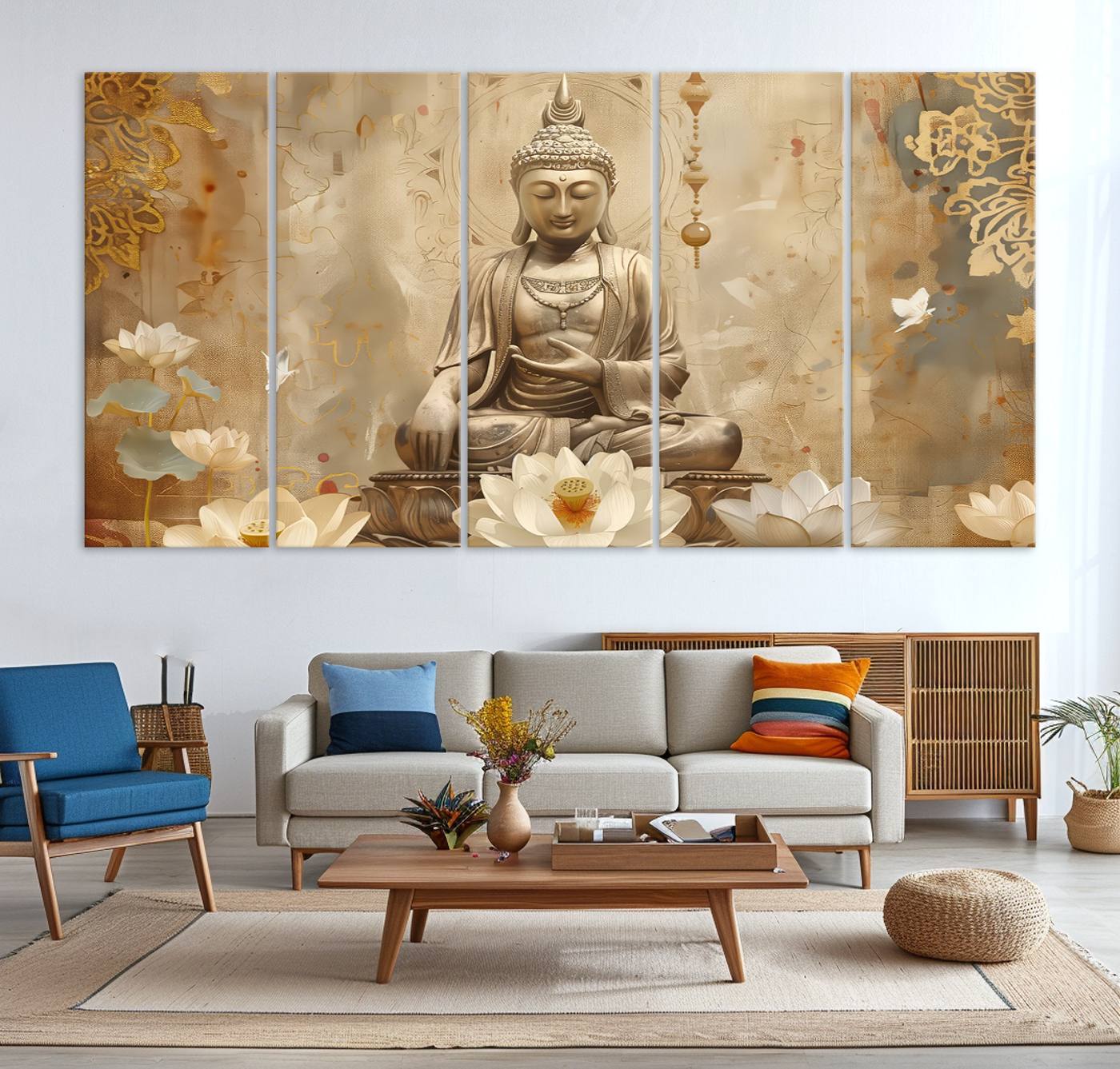 Buddha Wall Art Canvas Print, Buddha Meditation Room Decor, Yoga Room Wall Decor