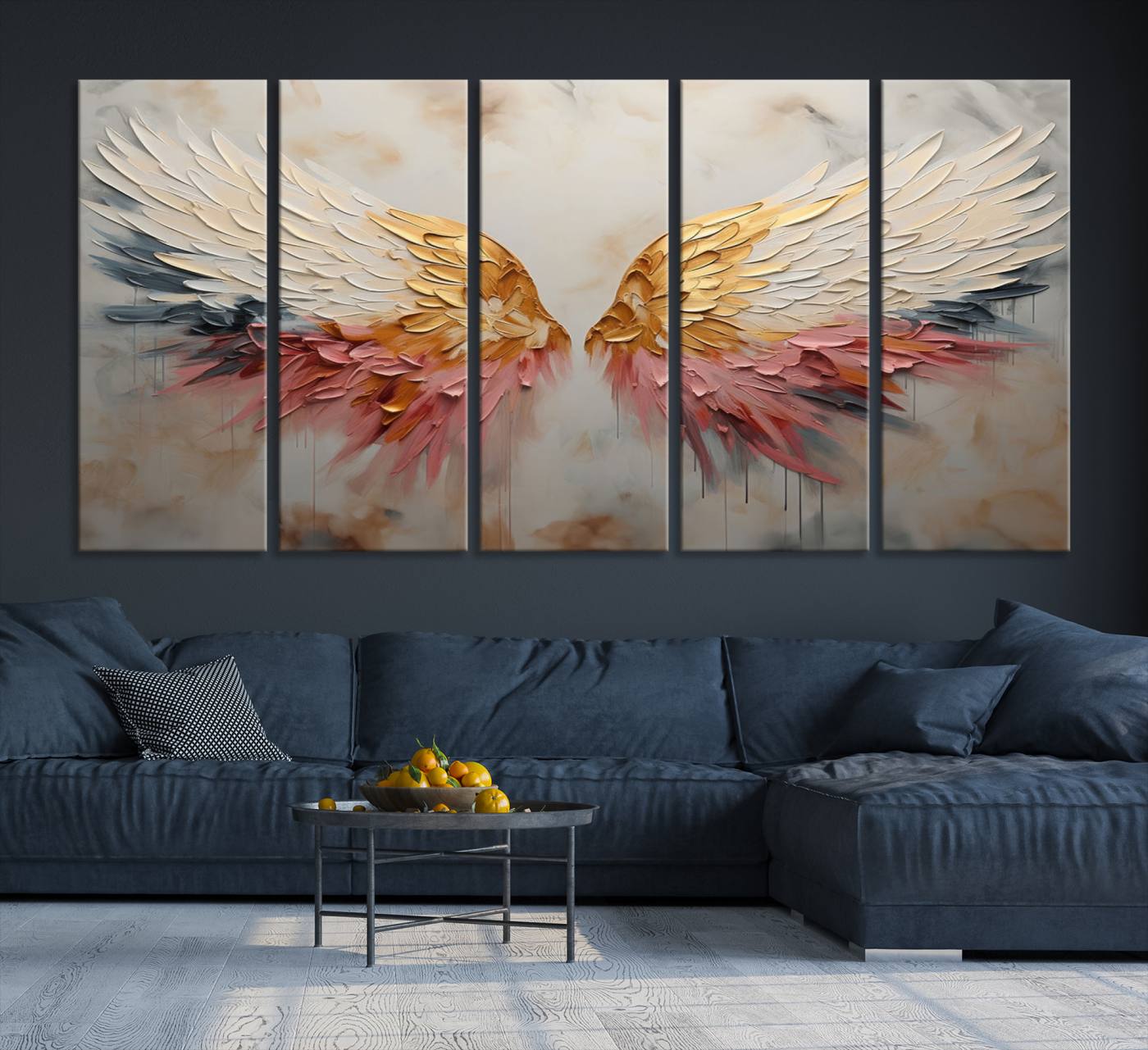 Oil Painting Style Abstract Angel Wing Wall Art Canvas Print