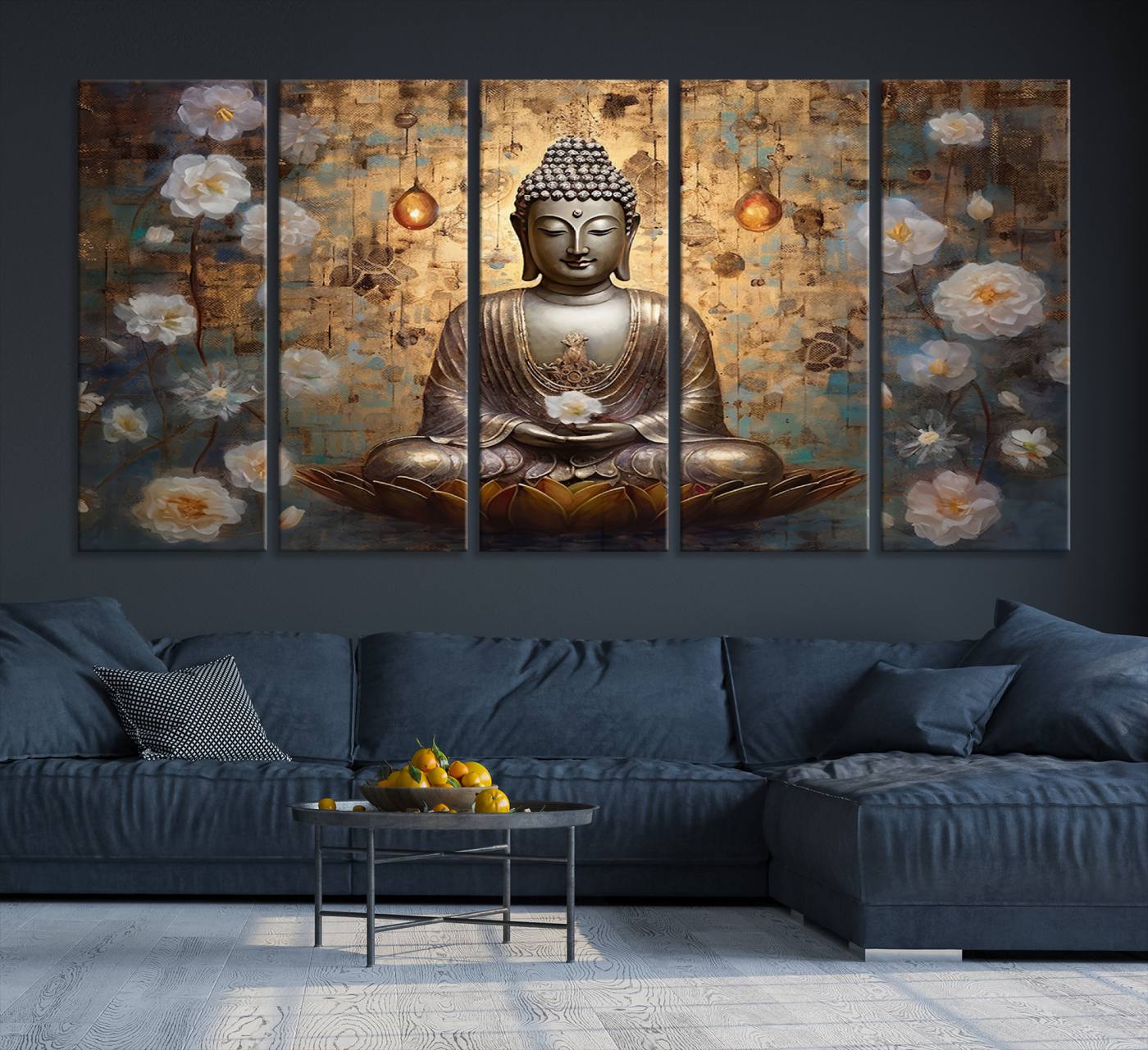 Buddha Wall Art Canvas Print, Hindu Buddha Meditation Room Decor