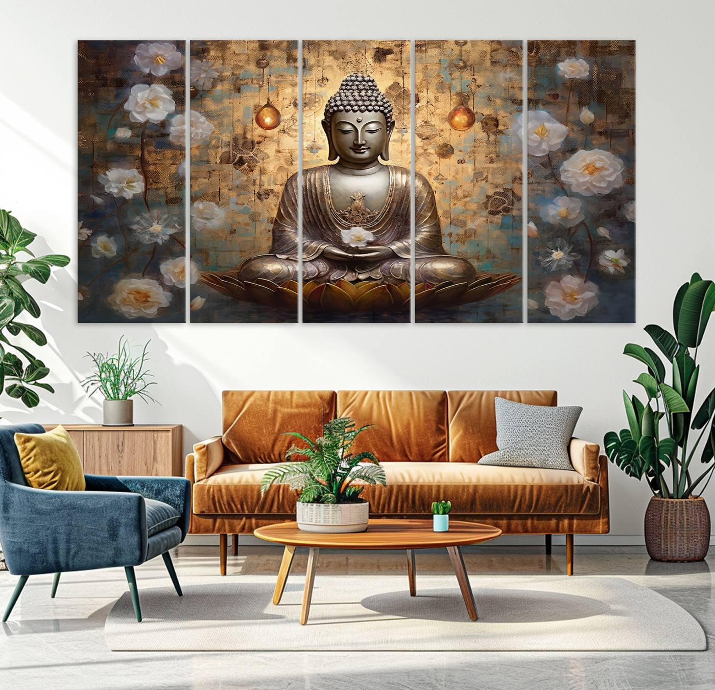 Buddha Wall Art Canvas Print, Hindu Buddha Meditation Room Decor