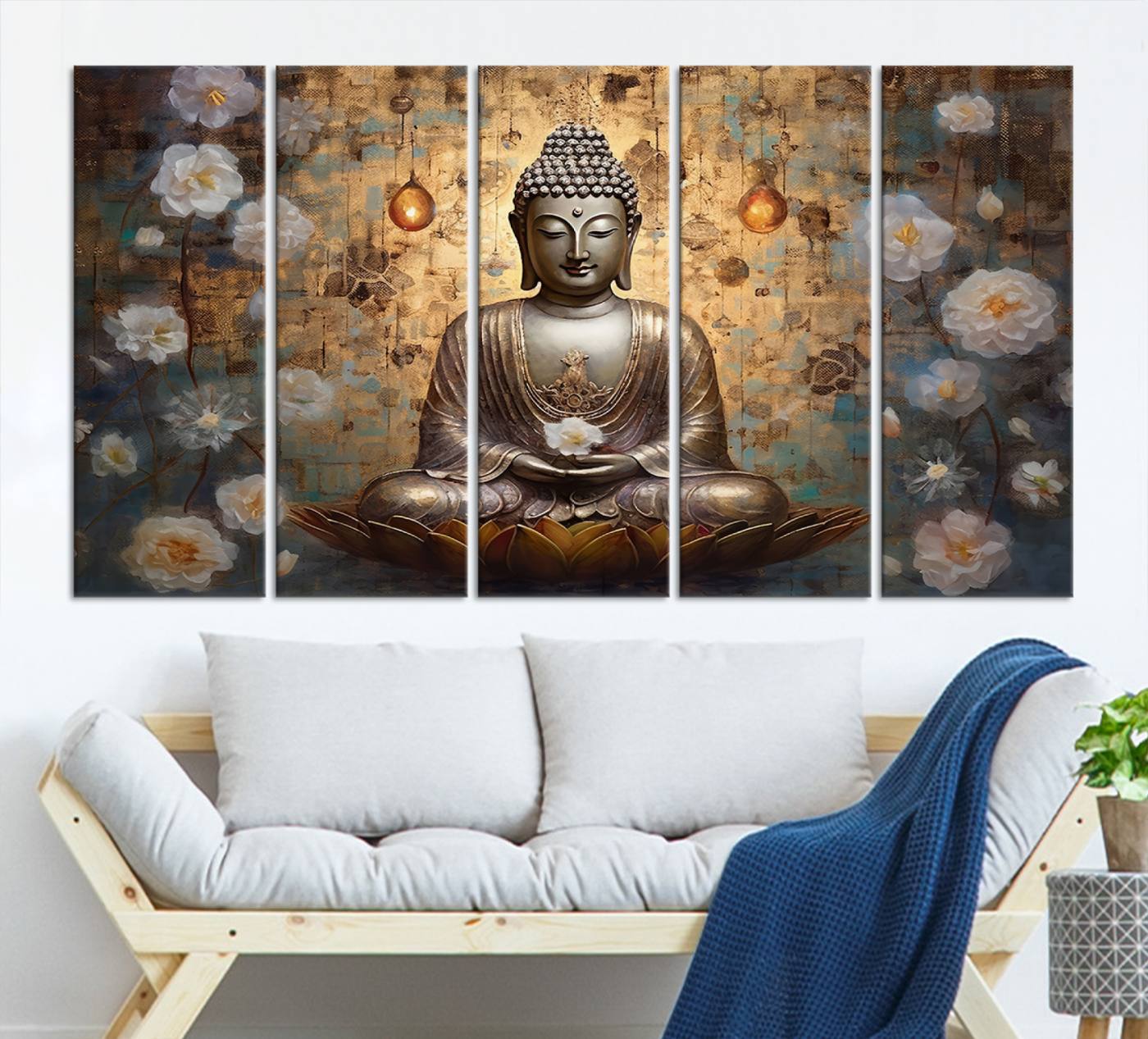 Buddha Wall Art Canvas Print, Hindu Buddha Meditation Room Decor