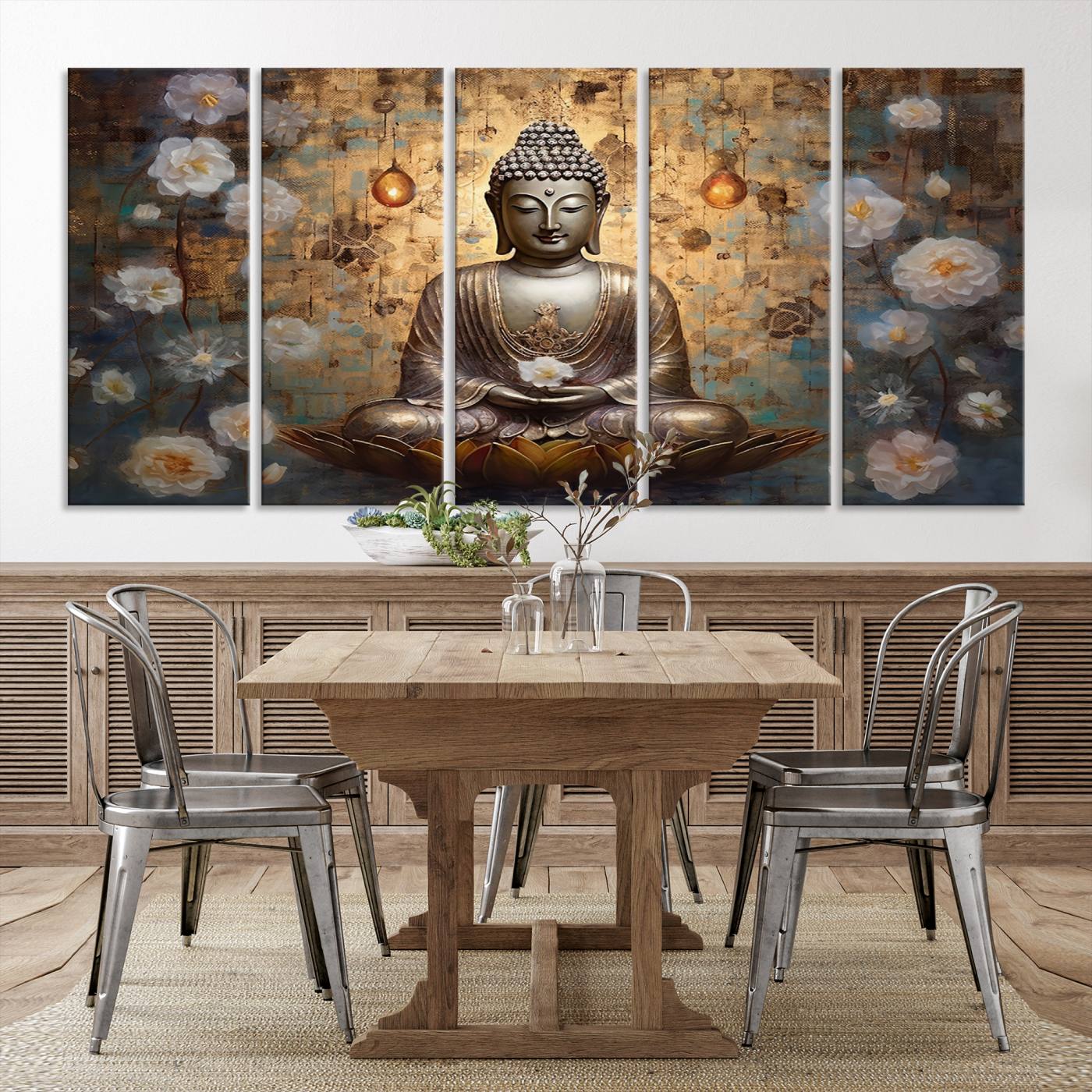 Buddha Wall Art Canvas Print, Hindu Buddha Meditation Room Decor