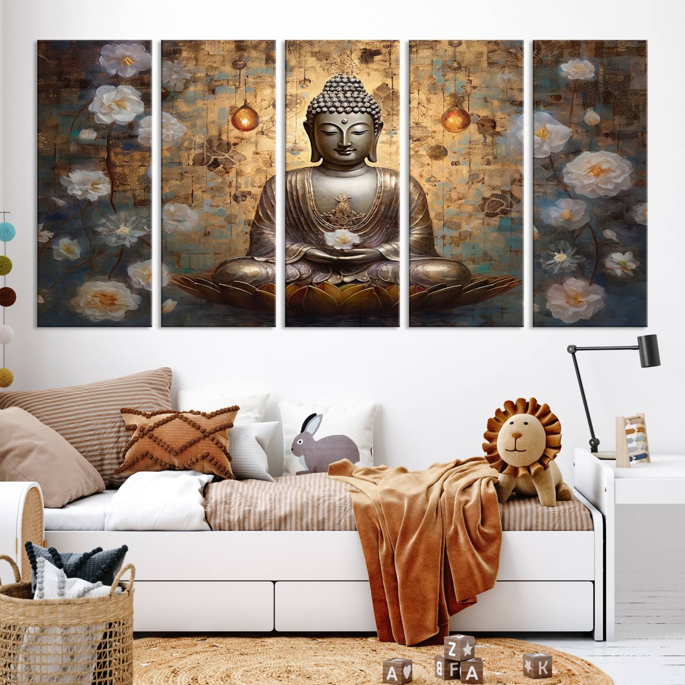 Buddha Wall Art Canvas Print, Hindu Buddha Meditation Room Decor