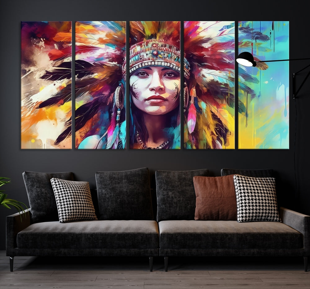 Extra Large Native American Wall Art Canvas Print Indian Artwork for Wall