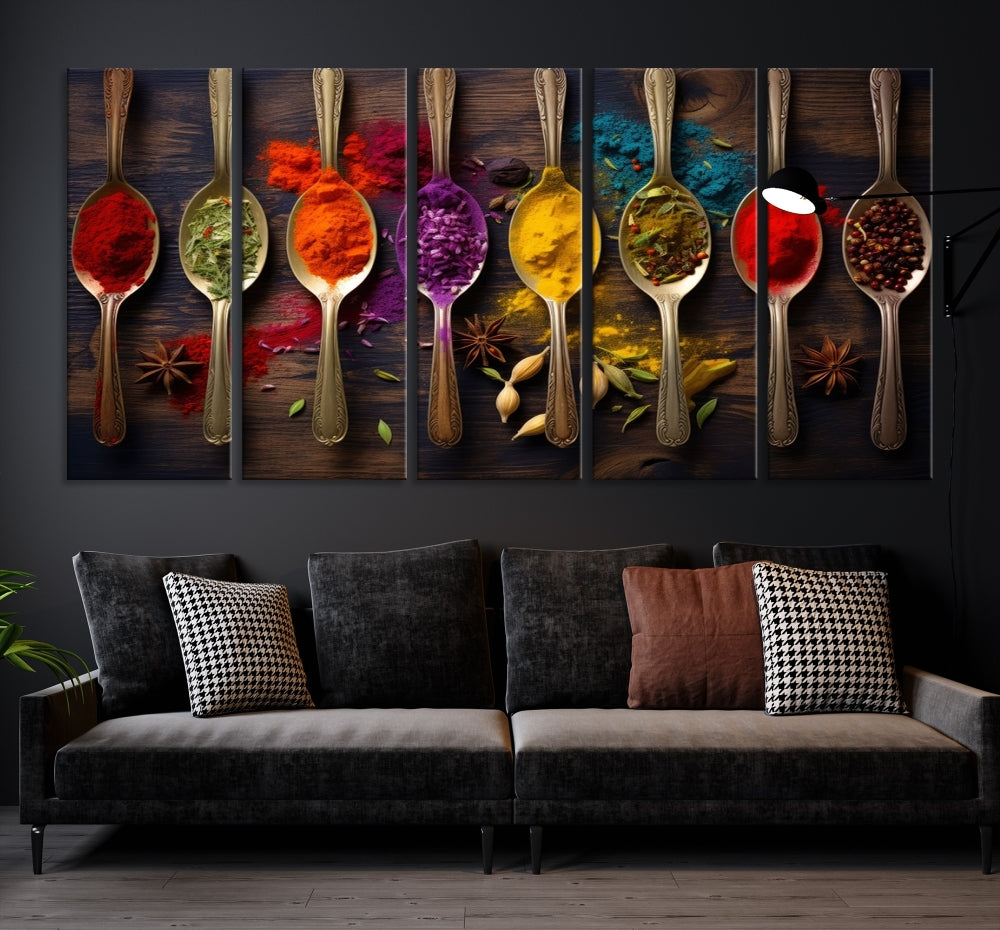 Choice Of Spices Art Canvas Print, Framed Canvas Kitchen Wall Decor, Set of Panel, Kitchen Gift for Chefs