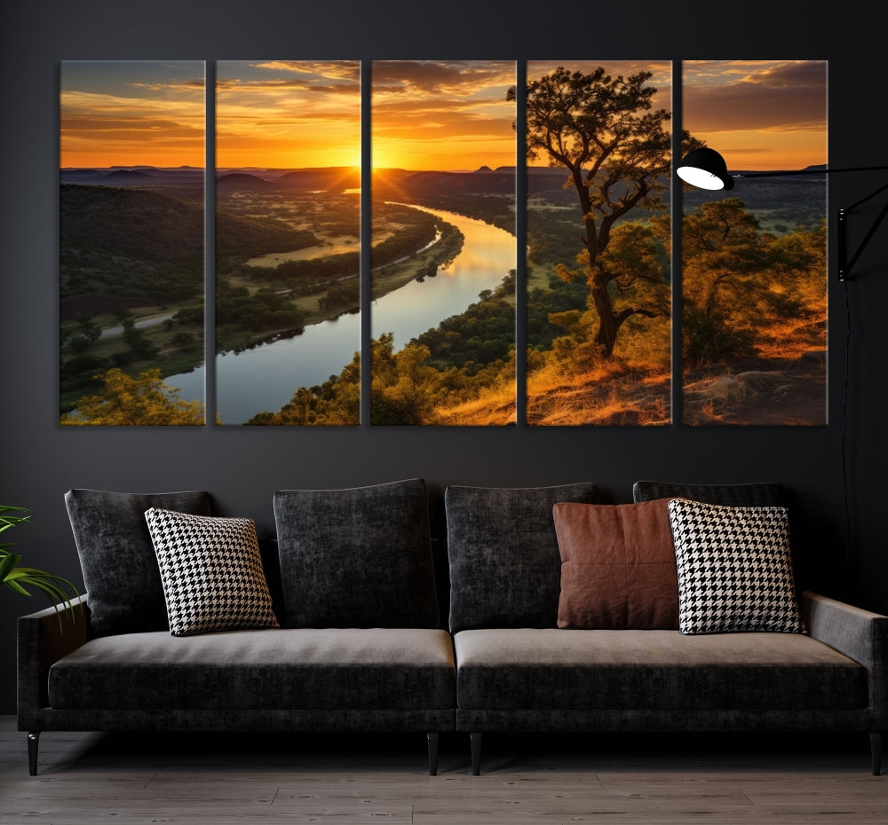 Large Sunset Print Set of Landscape Canvas Wall Art Nature Printed Art Home Decor