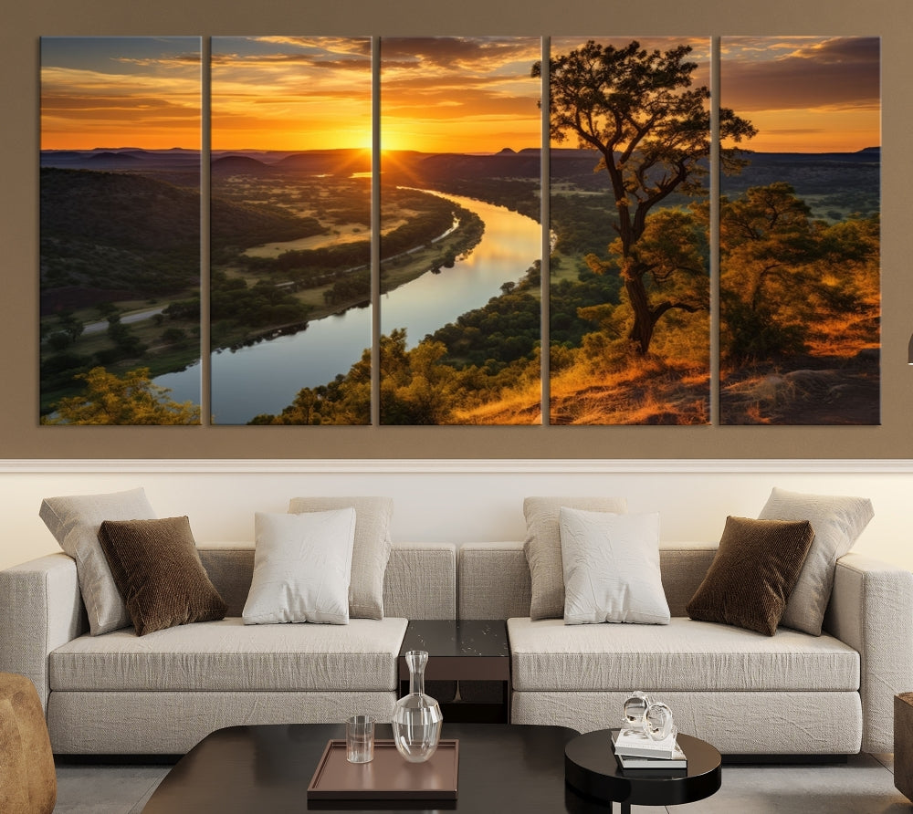 Large Sunset Print Set of Landscape Canvas Wall Art Nature Printed Art Home Decor