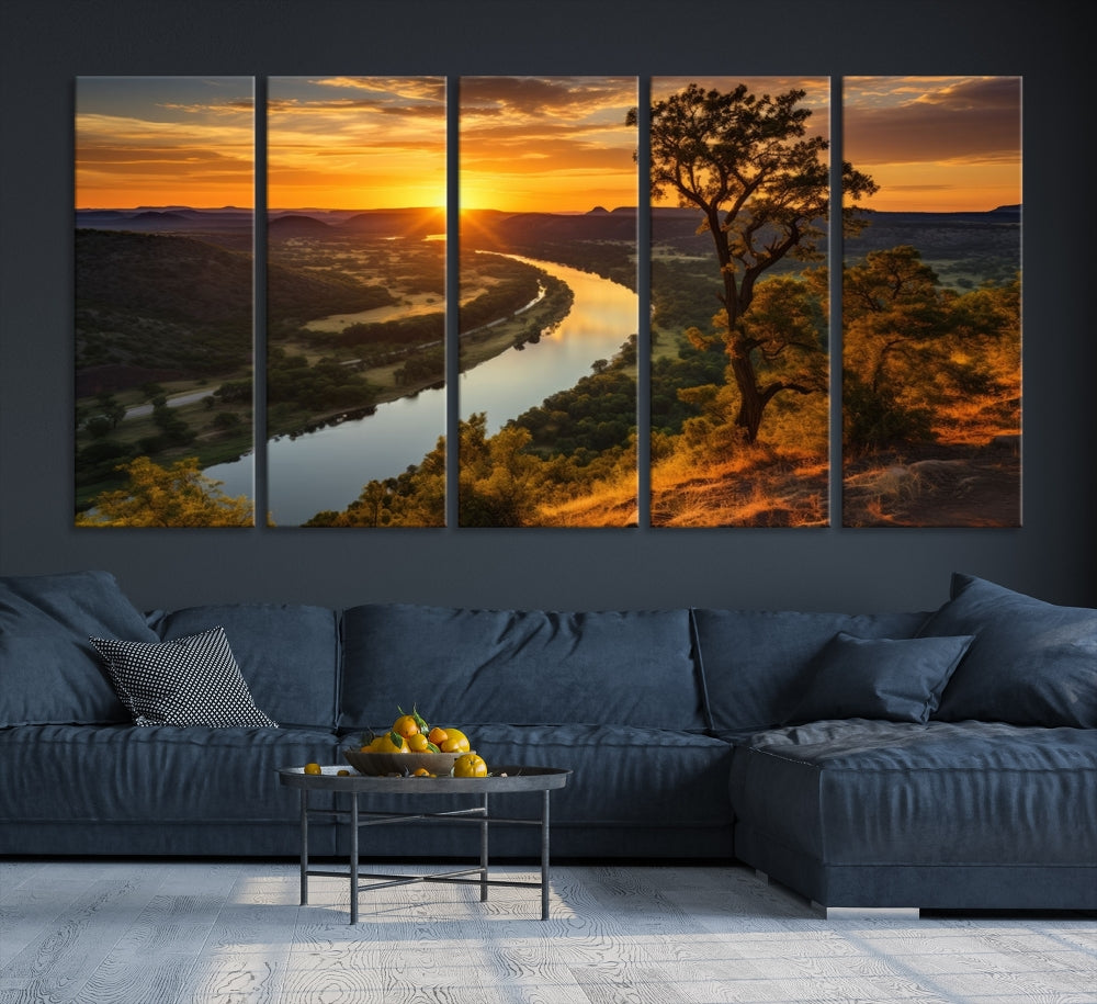 Large Sunset Print Set of Landscape Canvas Wall Art Nature Printed Art Home Decor