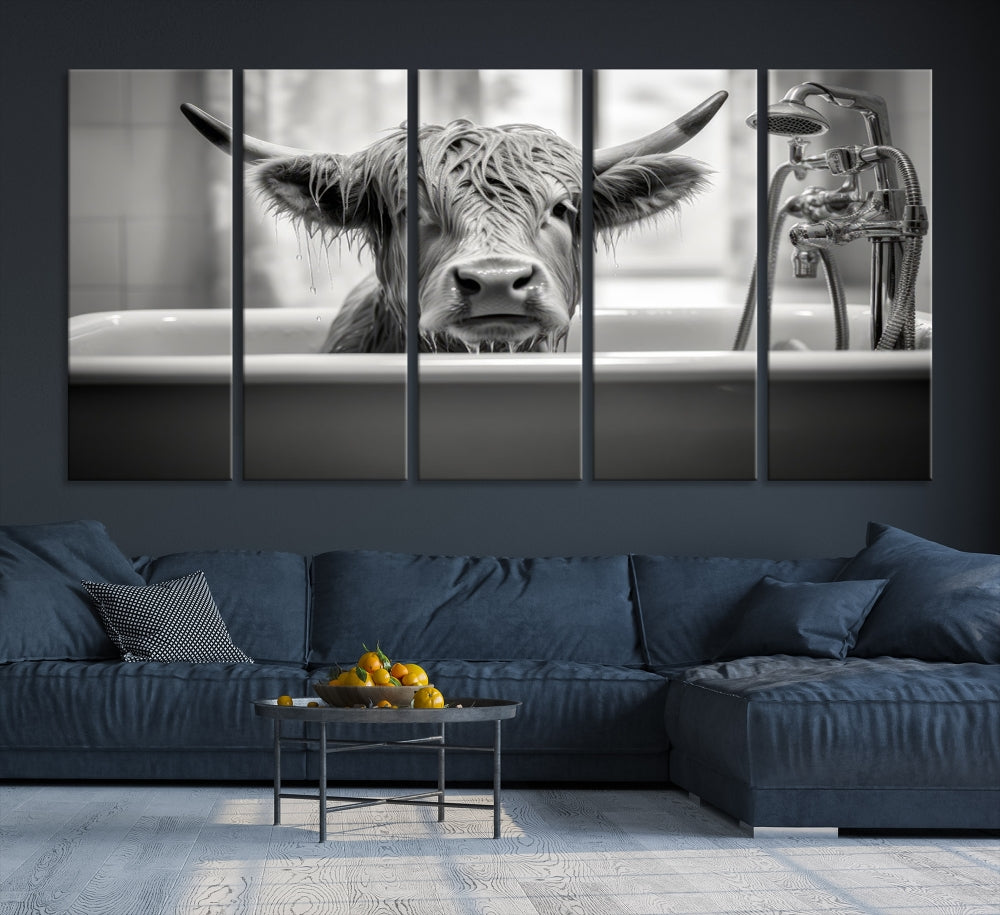 Piece Cow Canvas Print Highland Cow Animal Wall Art for Living Room, Cabin Wall Decor