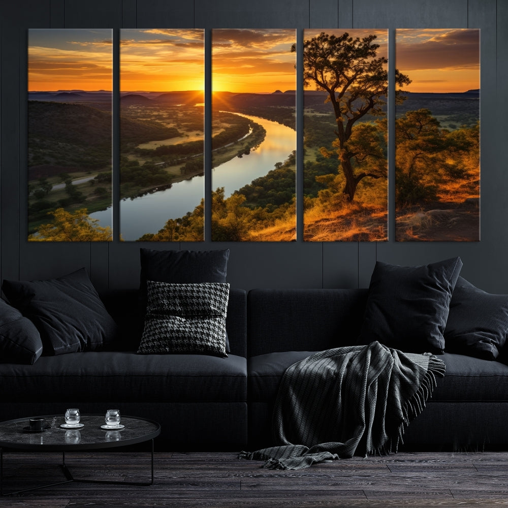 Large Sunset Print Set of Landscape Canvas Wall Art Nature Printed Art Home Decor