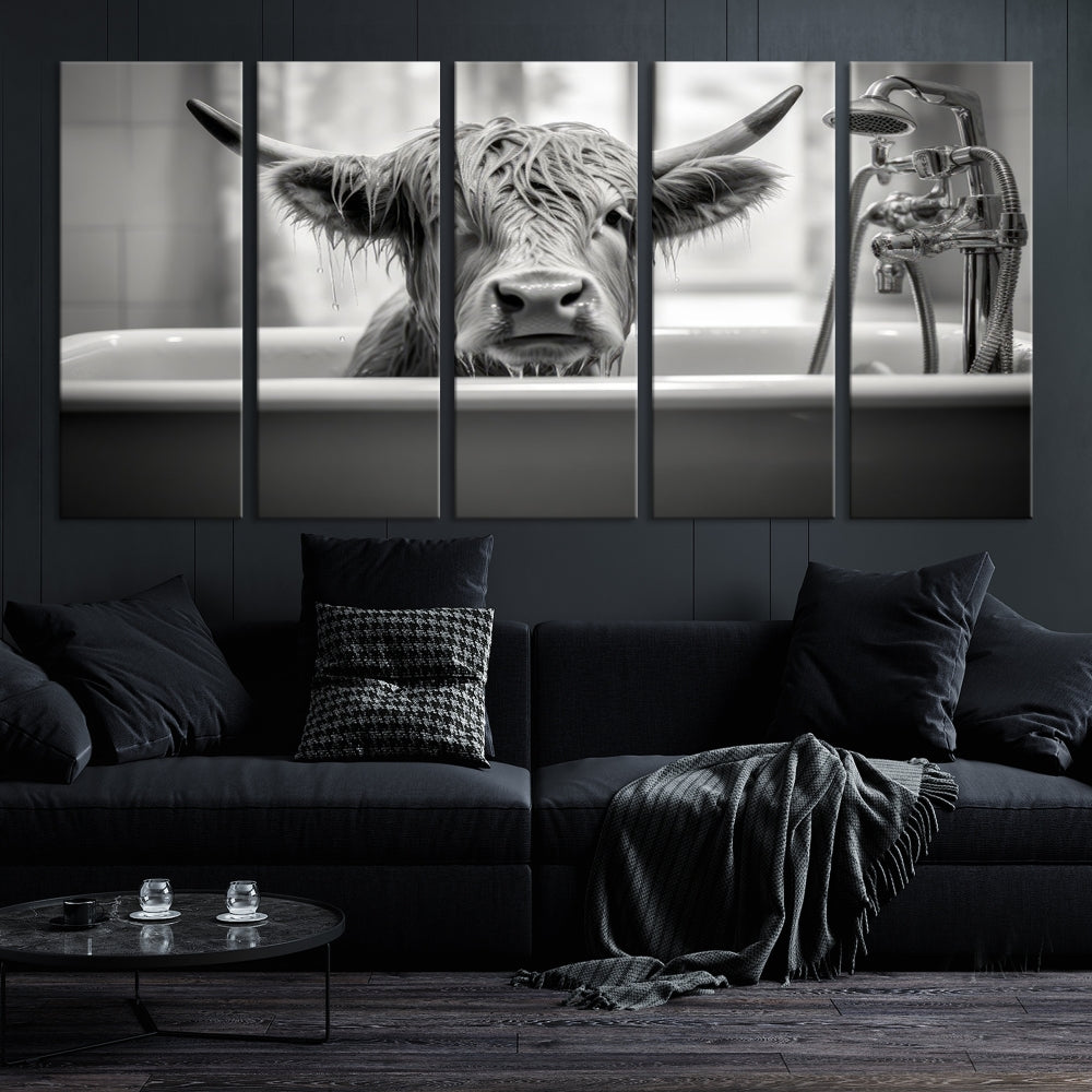 Piece Cow Canvas Print Highland Cow Animal Wall Art for Living Room, Cabin Wall Decor