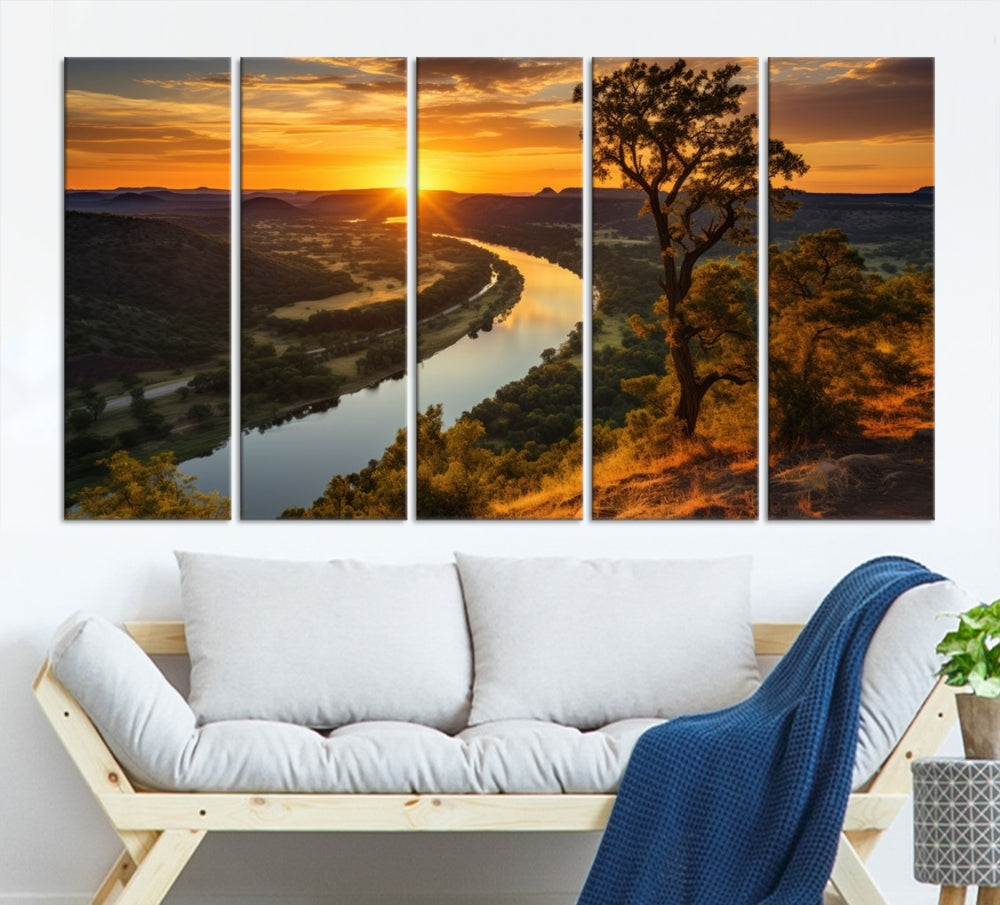 Large Sunset Print Set of Landscape Canvas Wall Art Nature Printed Art Home Decor