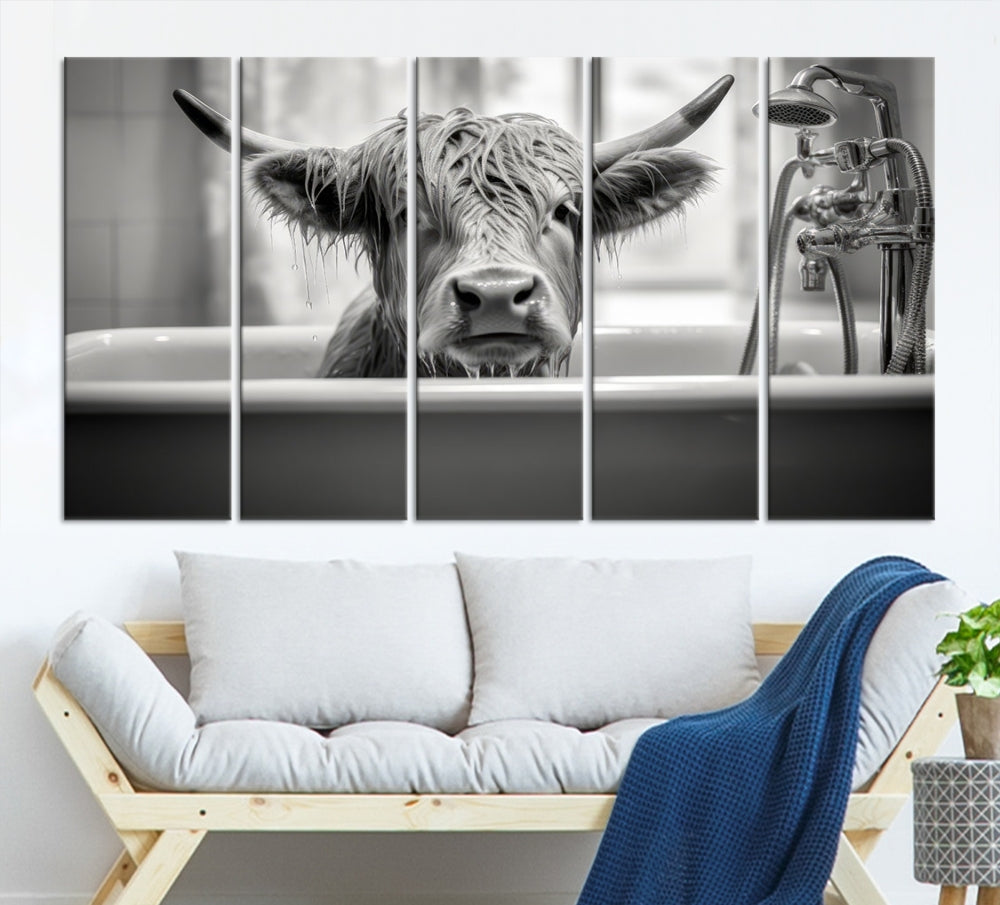 Piece Cow Canvas Print Highland Cow Animal Wall Art for Living Room, Cabin Wall Decor