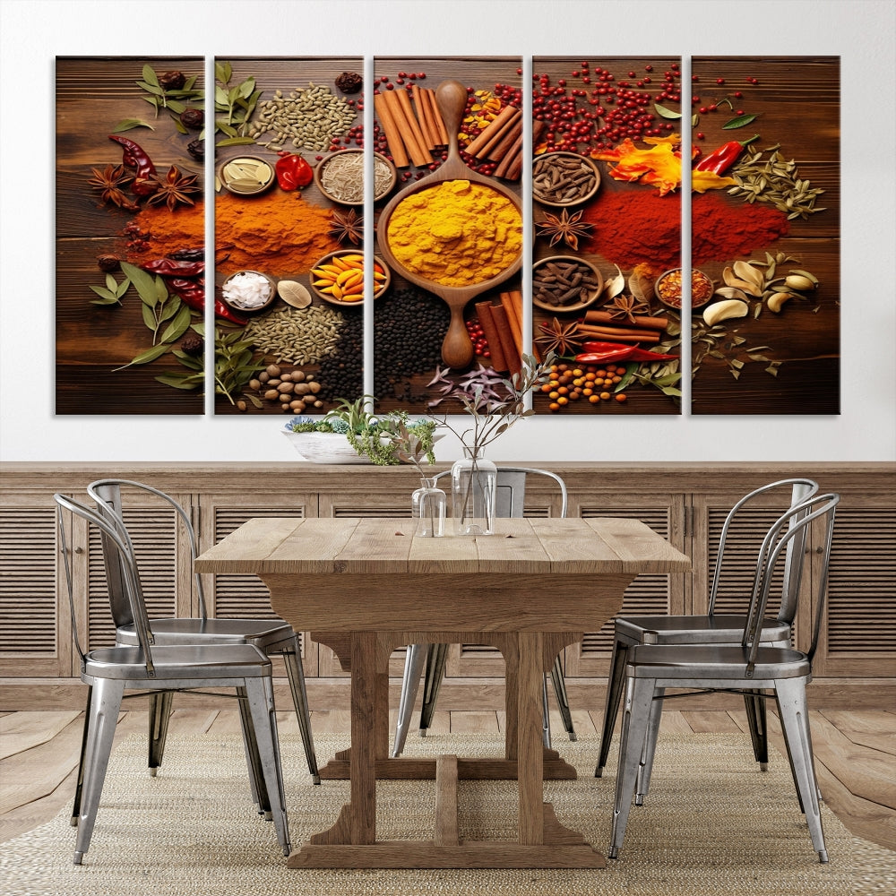 Spices Cooking Wall Art Canvas Print, Red Green Yellow Kitchen Wall Decor, Interior Art Framed