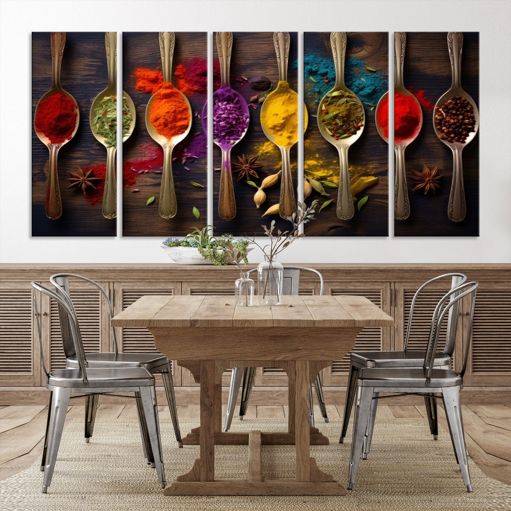 Choice Of Spices Art Canvas Print, Framed Canvas Kitchen Wall Decor, Set of Panel, Kitchen Gift for Chefs