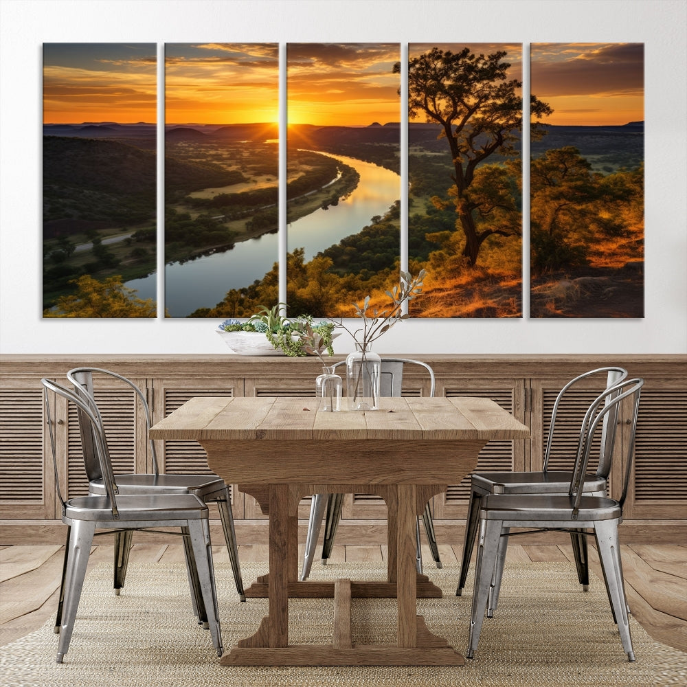 Large Sunset Print Set of Landscape Canvas Wall Art Nature Printed Art Home Decor