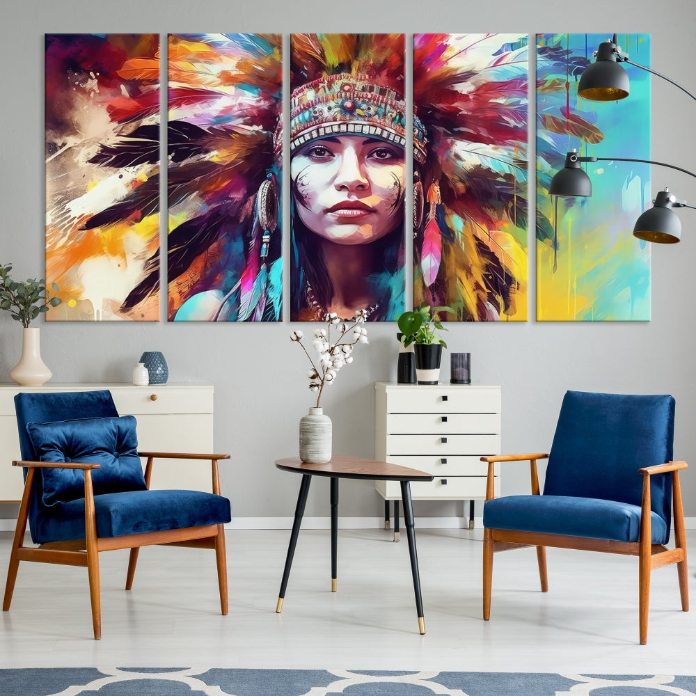 Extra Large Native American Wall Art Canvas Print Indian Artwork for Wall